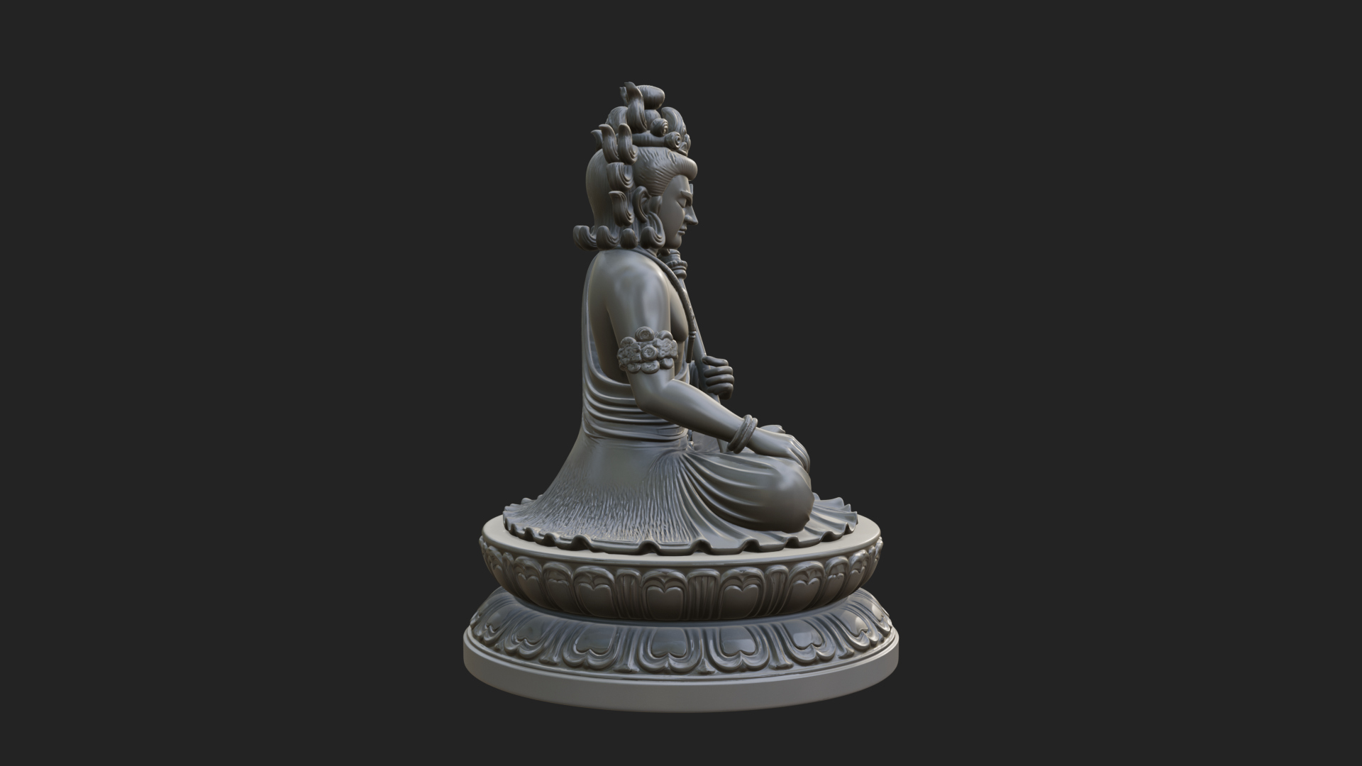 Crowned Bodhisattva Statue Design 9 3D Print Model 3D Model