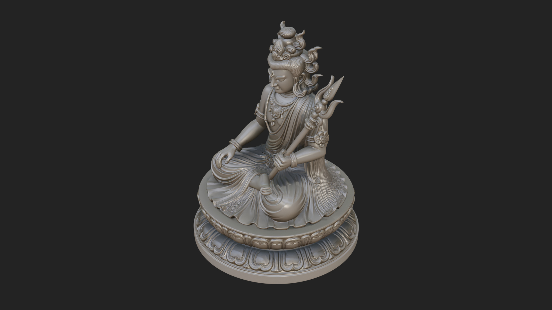 Crowned Bodhisattva Statue Design 9 3D Print Model 3D Model