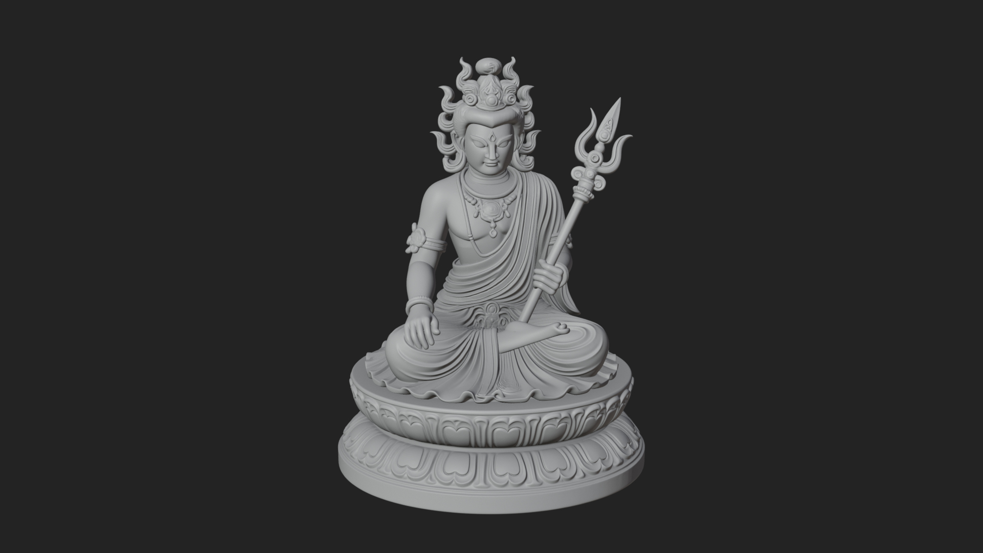 Crowned Bodhisattva Statue Design 9 3D Print Model 3D Model