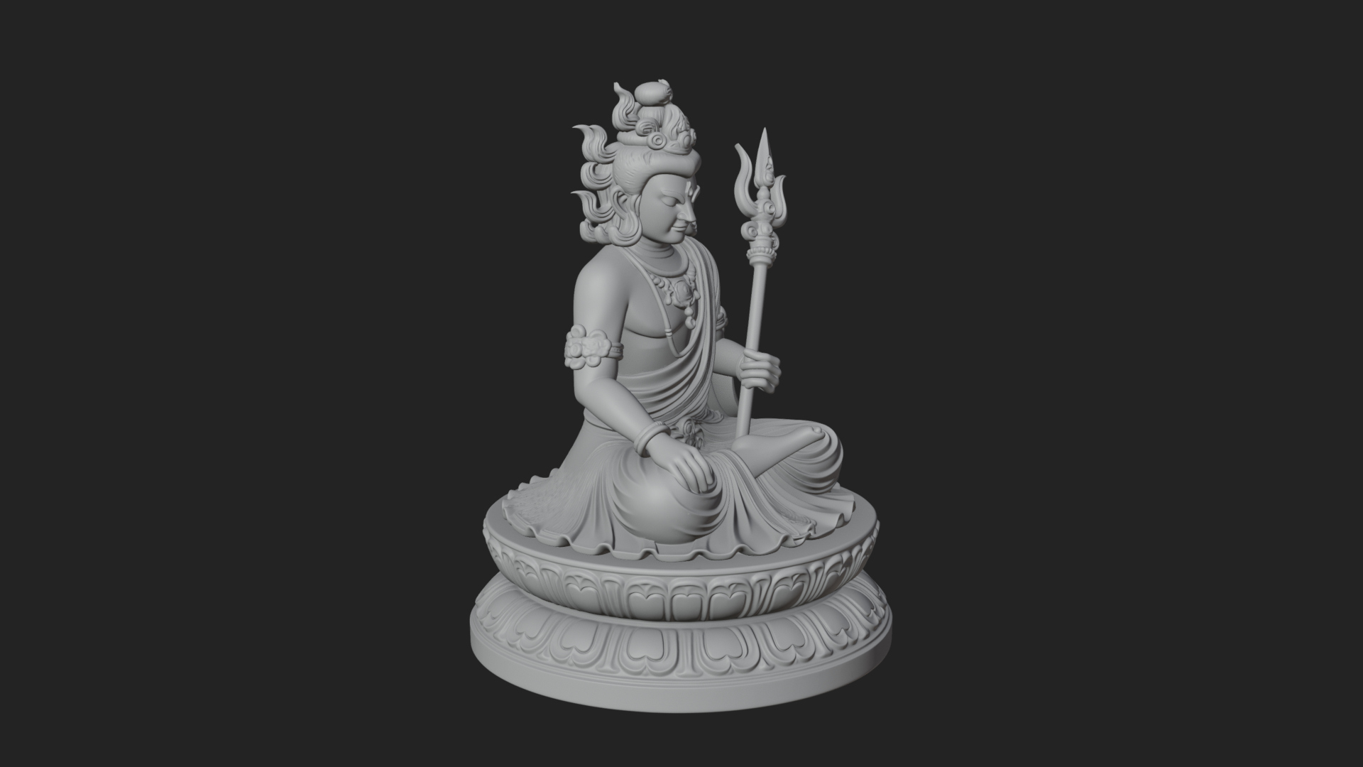Crowned Bodhisattva Statue Design 9 3D Print Model 3D Model