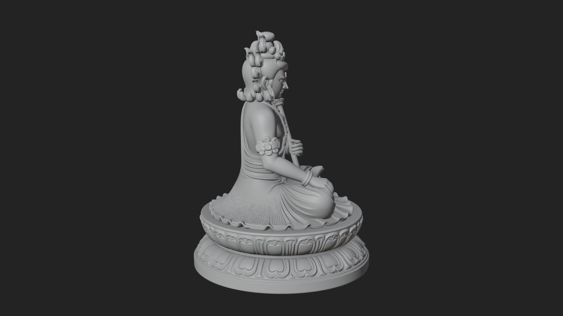 Crowned Bodhisattva Statue Design 9 3D Print Model 3D Model