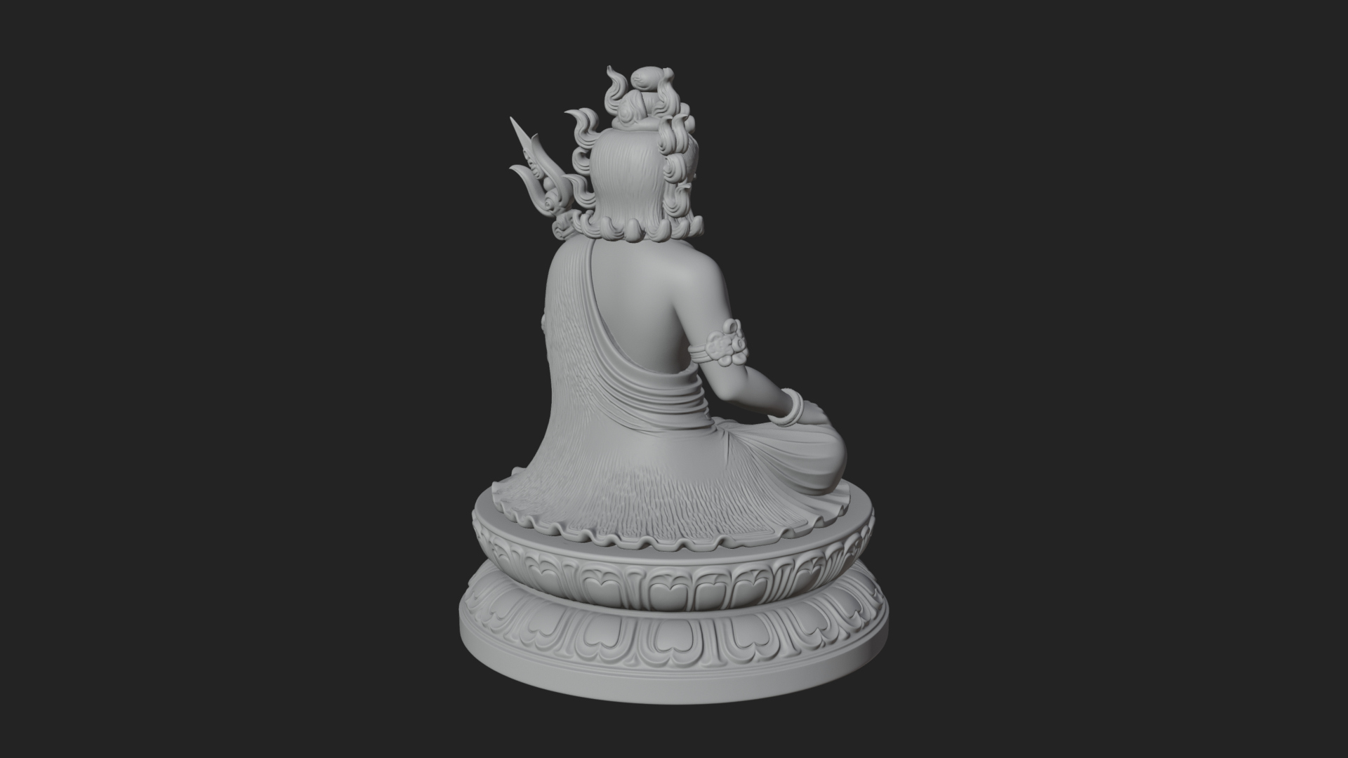 Crowned Bodhisattva Statue Design 9 3D Print Model 3D Model