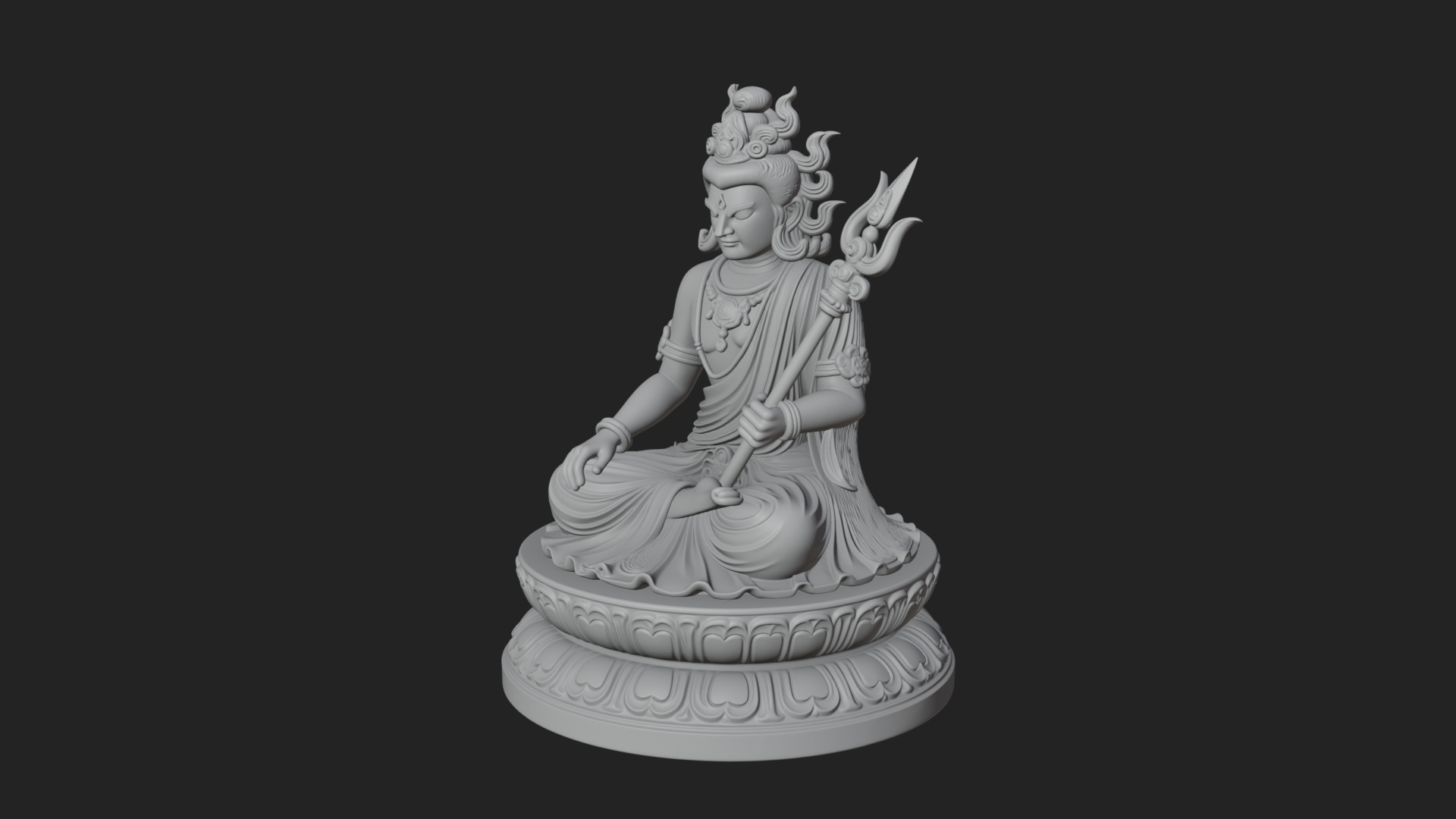 Crowned Bodhisattva Statue Design 9 3D Print Model 3D Model
