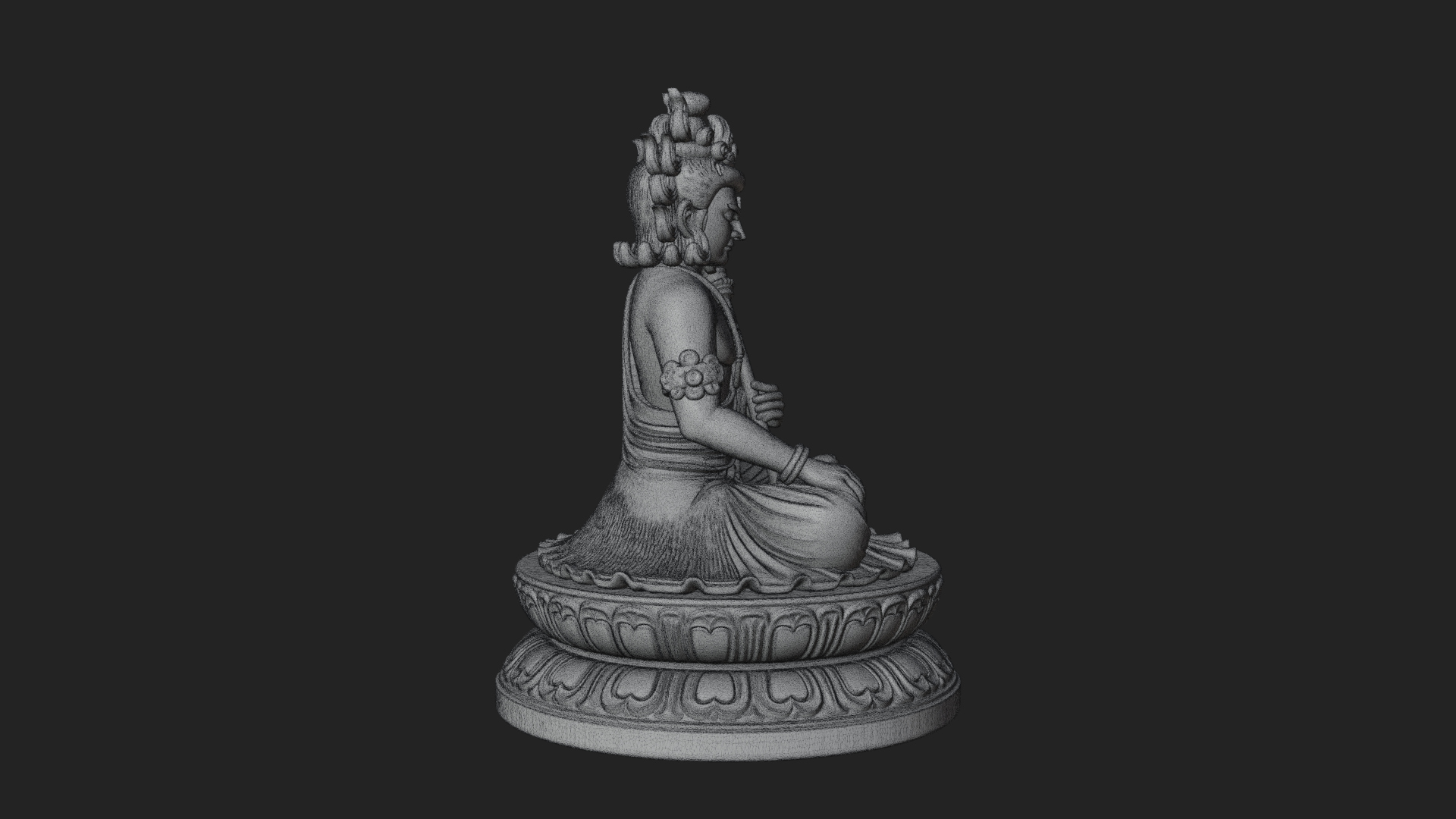 Crowned Bodhisattva Statue Design 9 3D Print Model 3D Model
