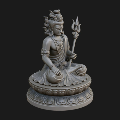 Crowned Bodhisattva Statue Design 9 3D Print Model