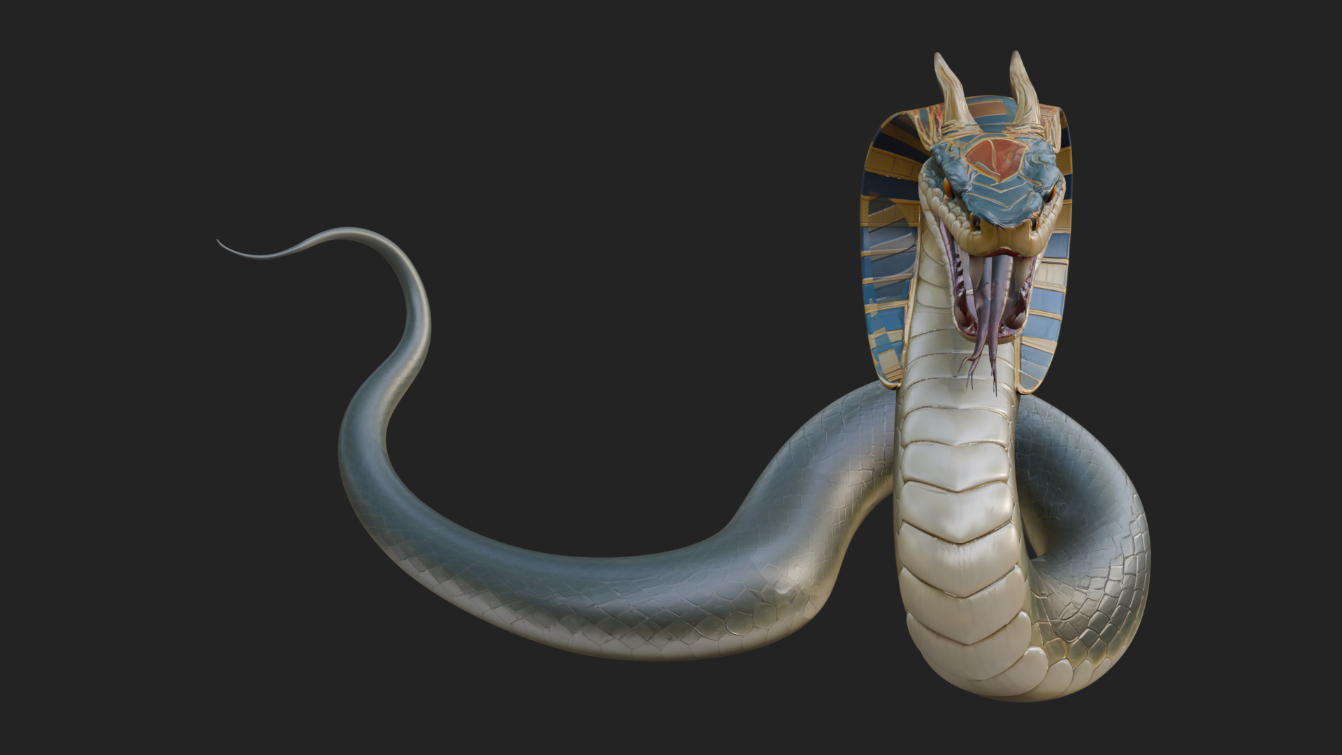 Crowned Cobra Serpent Statue Design 1 3D Print Model 3D Model