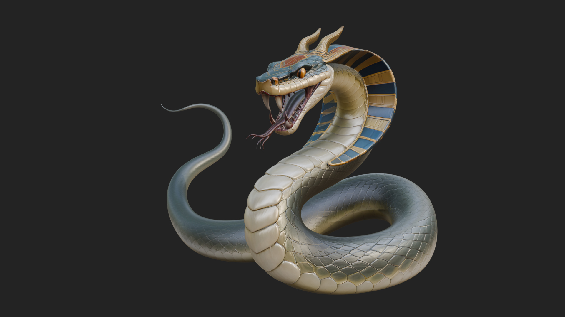 Crowned Cobra Serpent Statue Design 1 3D Print Model 3D Model