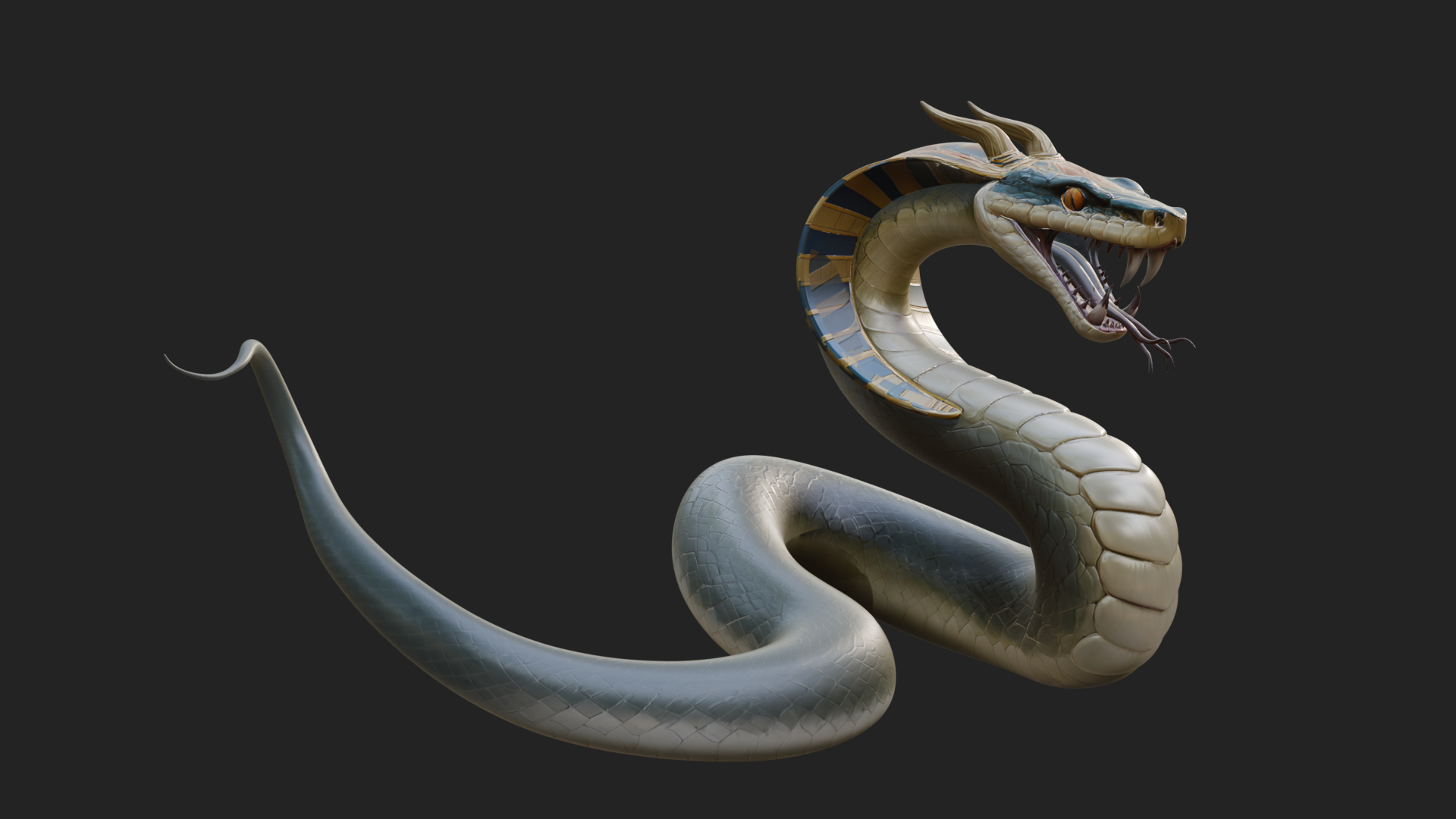 Crowned Cobra Serpent Statue Design 1 3D Print Model 3D Model