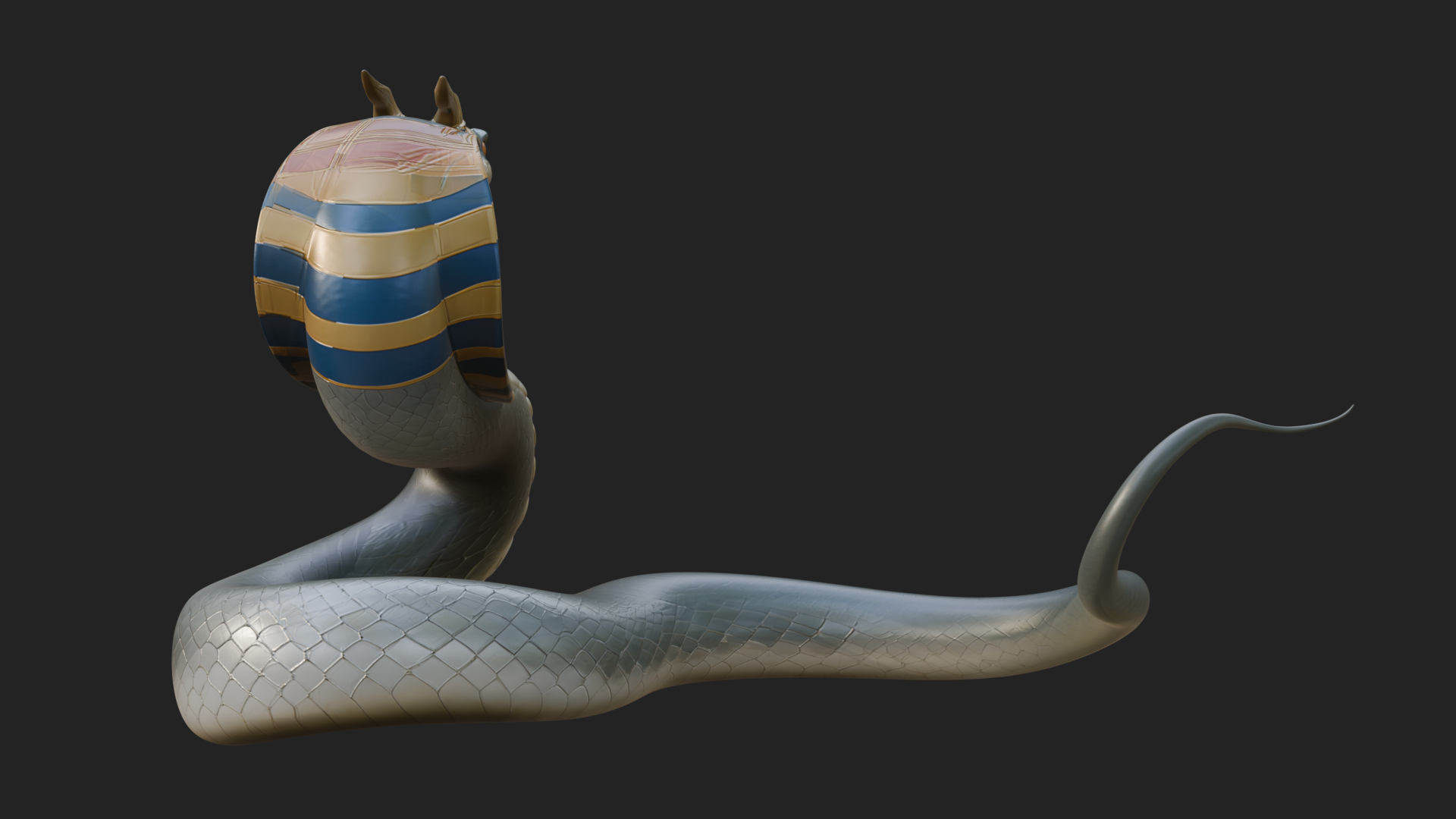Crowned Cobra Serpent Statue Design 1 3D Print Model 3D Model