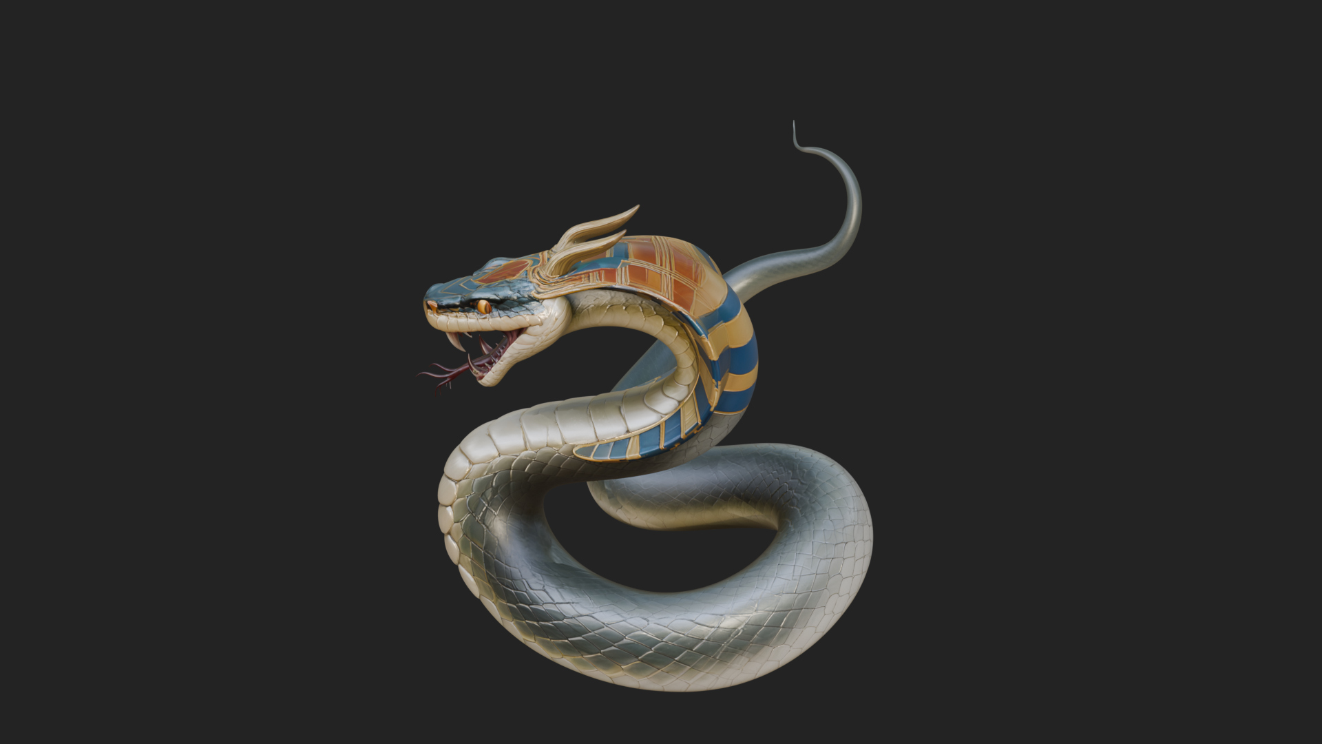 Crowned Cobra Serpent Statue Design 1 3D Print Model 3D Model