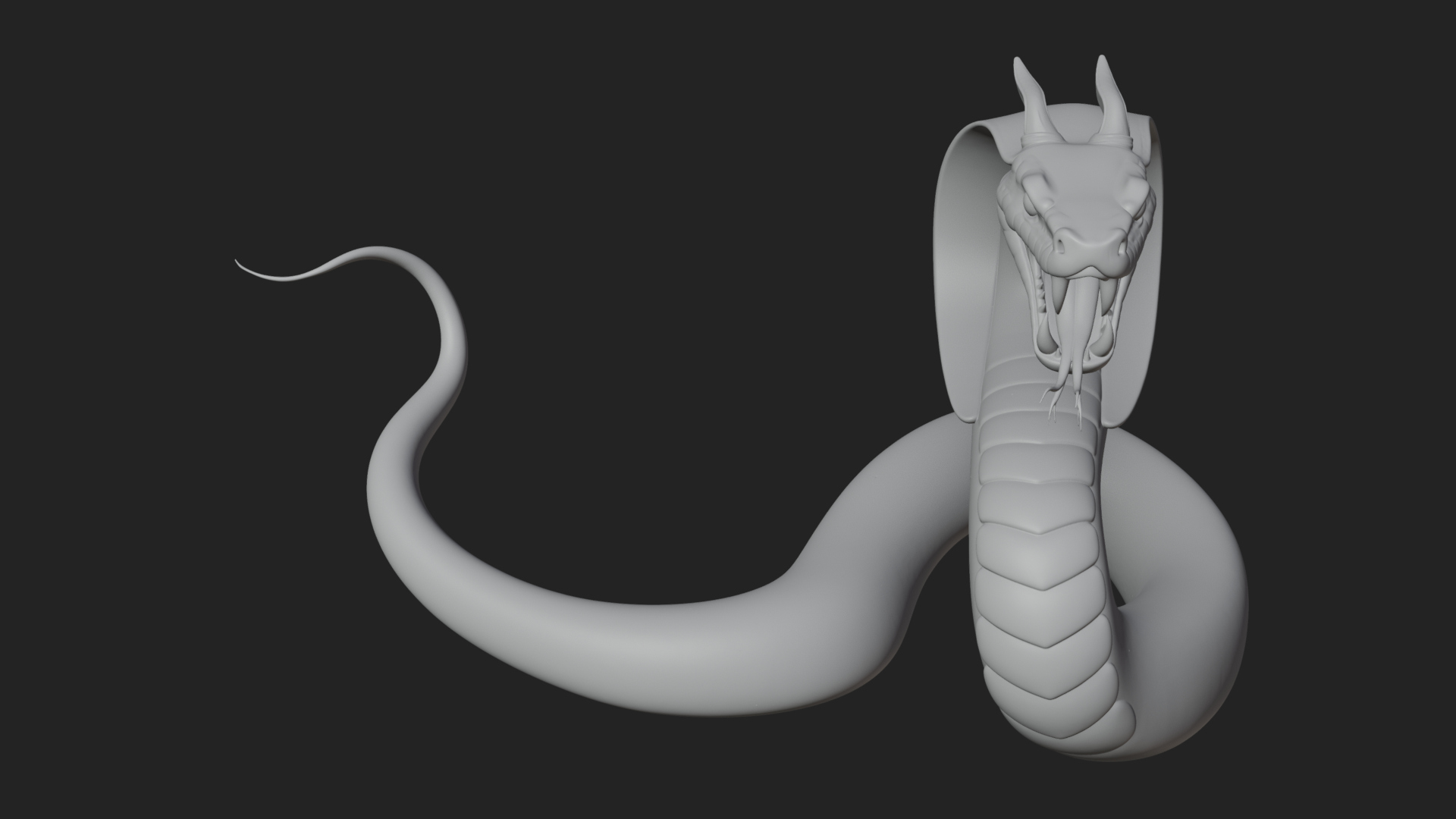 Crowned Cobra Serpent Statue Design 1 3D Print Model 3D Model