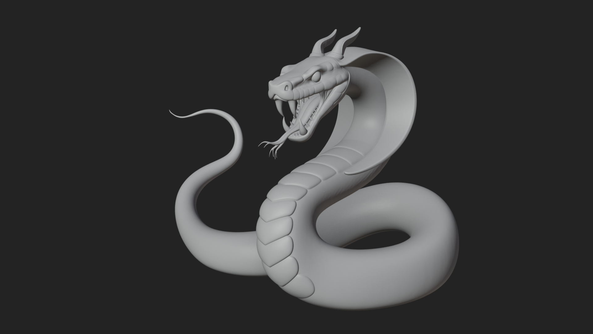 Crowned Cobra Serpent Statue Design 1 3D Print Model 3D Model