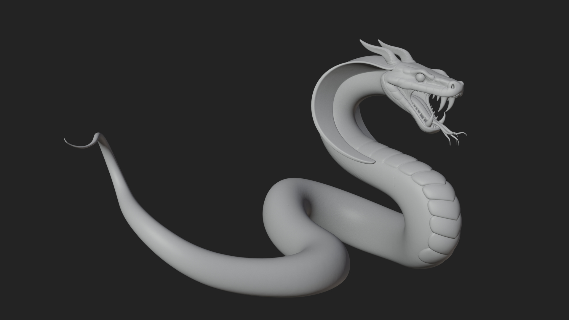 Crowned Cobra Serpent Statue Design 1 3D Print Model 3D Model
