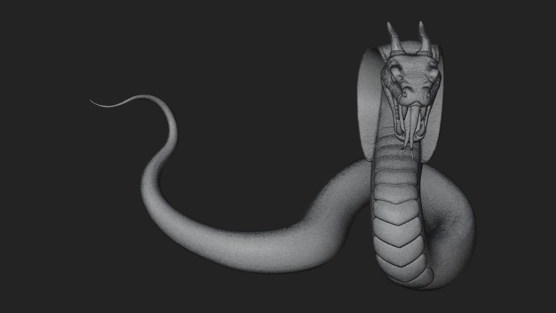 Crowned Cobra Serpent Statue Design 1 3D Print Model 3D Model