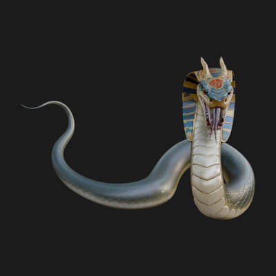 Crowned Cobra Serpent Statue Design 1 3D Print Model