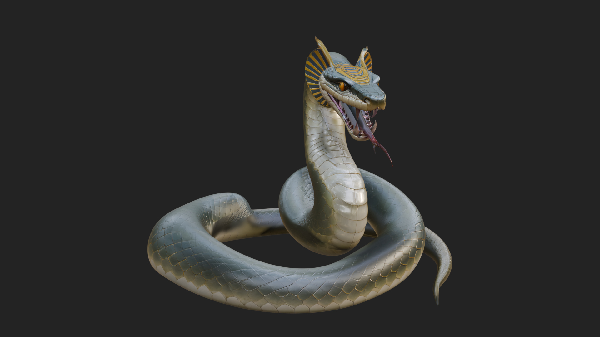 Crowned Cobra Serpent Statue Design 2 3D Print Model 3D Model