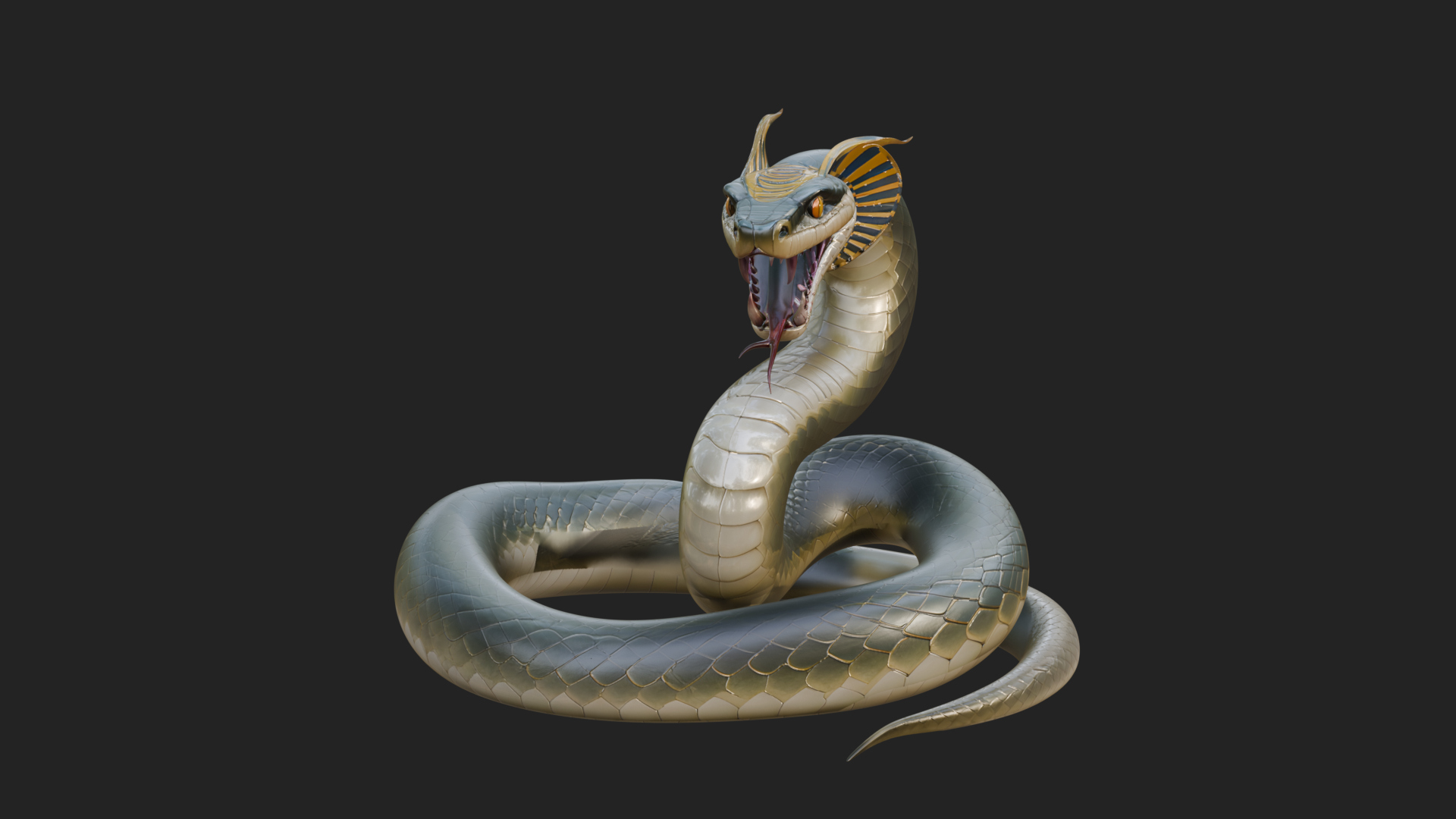 Crowned Cobra Serpent Statue Design 2 3D Print Model 3D Model