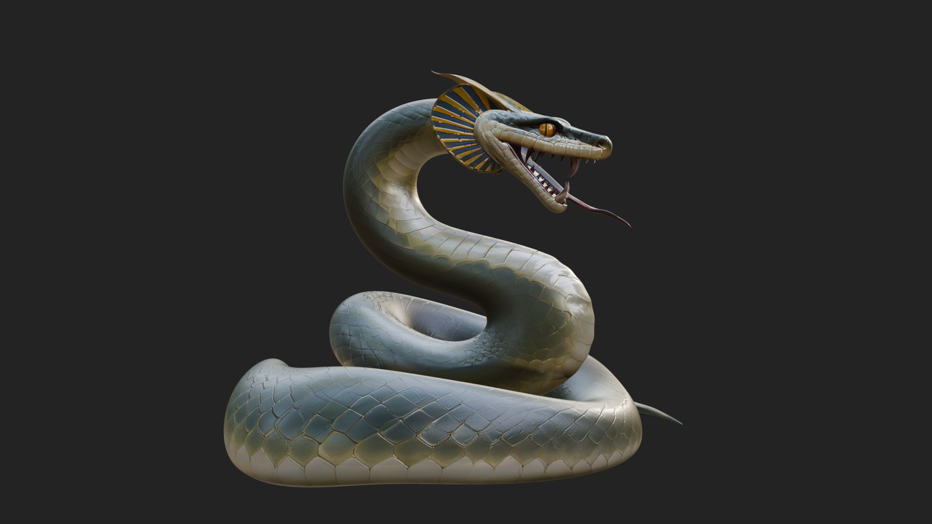 Crowned Cobra Serpent Statue Design 2 3D Print Model 3D Model
