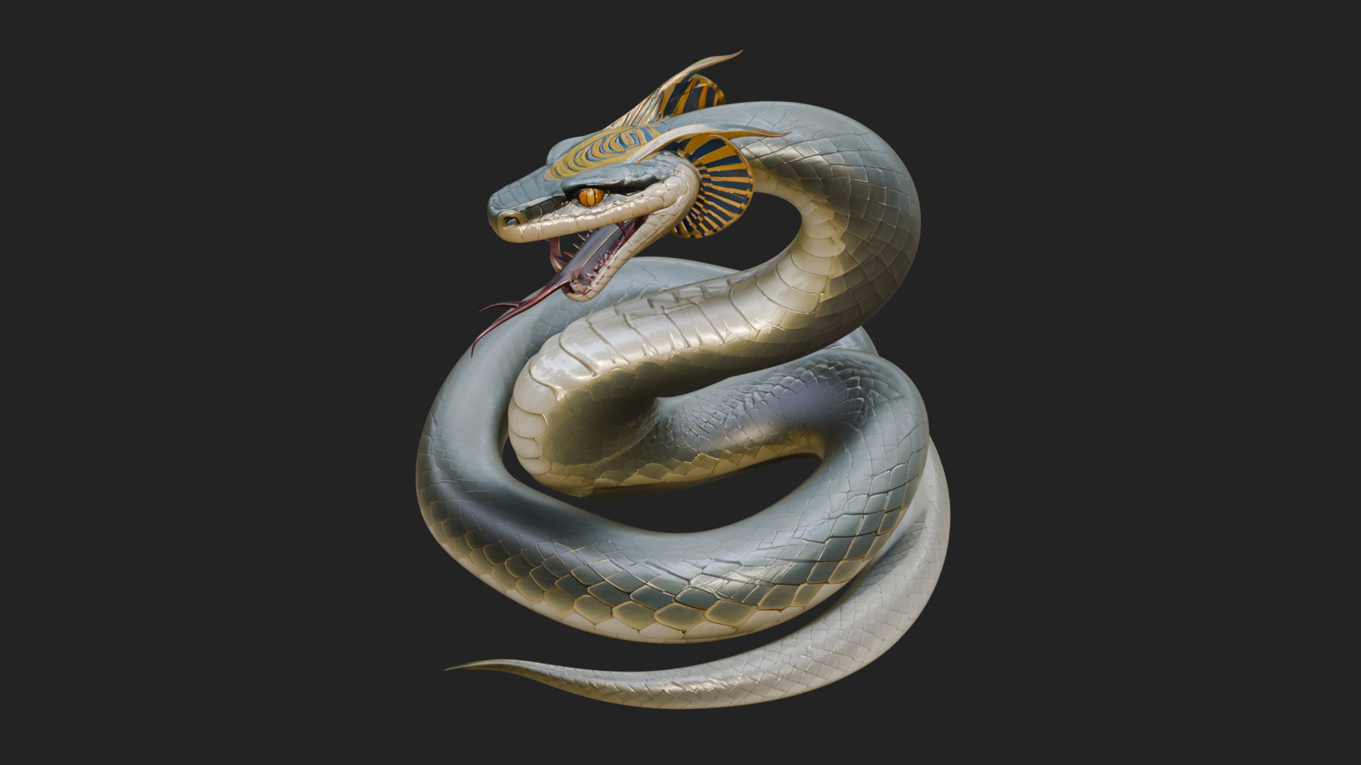 Crowned Cobra Serpent Statue Design 2 3D Print Model 3D Model