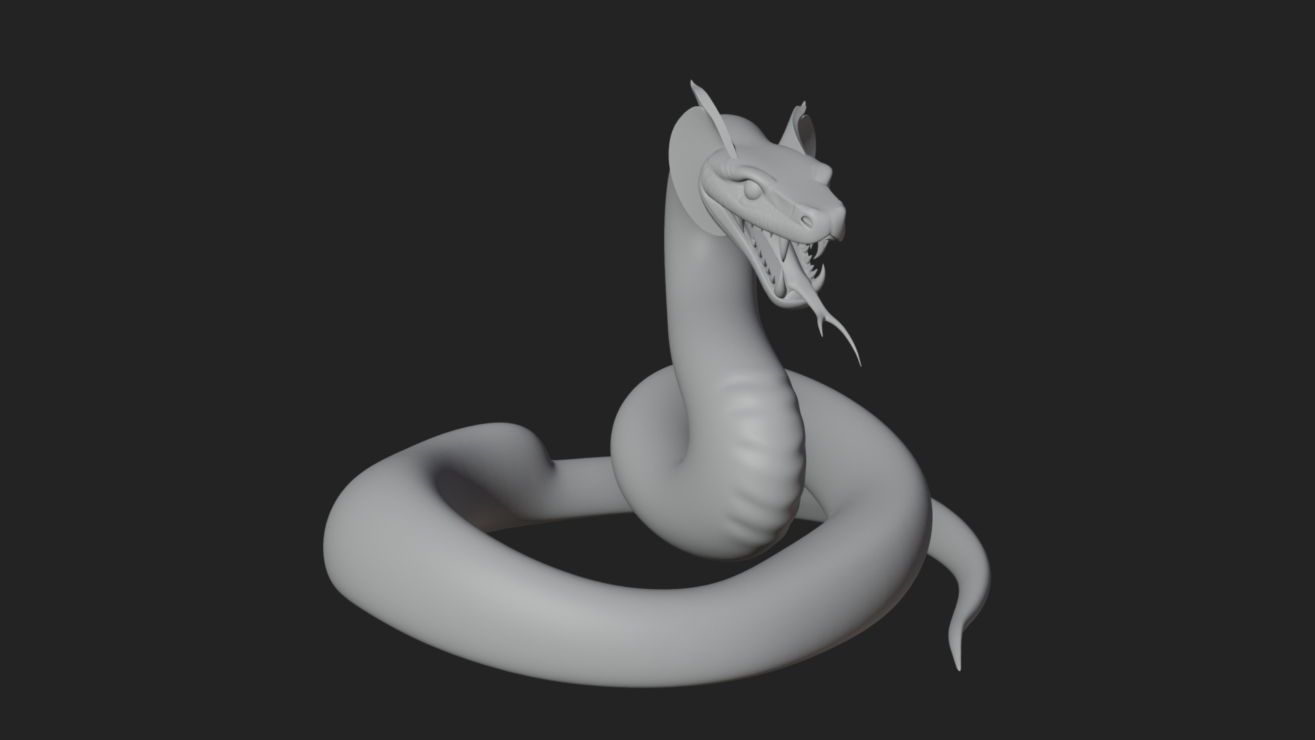 Crowned Cobra Serpent Statue Design 2 3D Print Model 3D Model