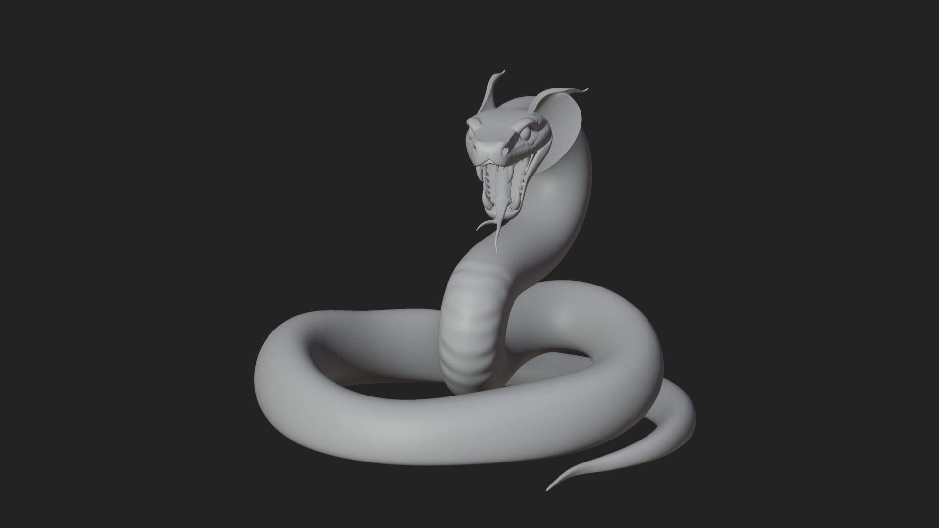 Crowned Cobra Serpent Statue Design 2 3D Print Model 3D Model