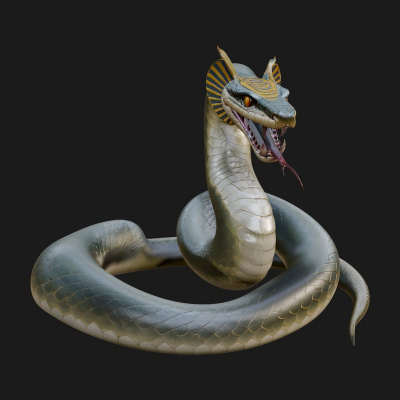 Crowned Cobra Serpent Statue Design 2 3D Print Model