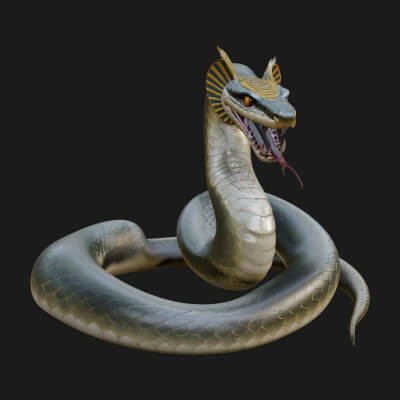 Crowned Cobra Serpent Statue Design 2 3D Print Model