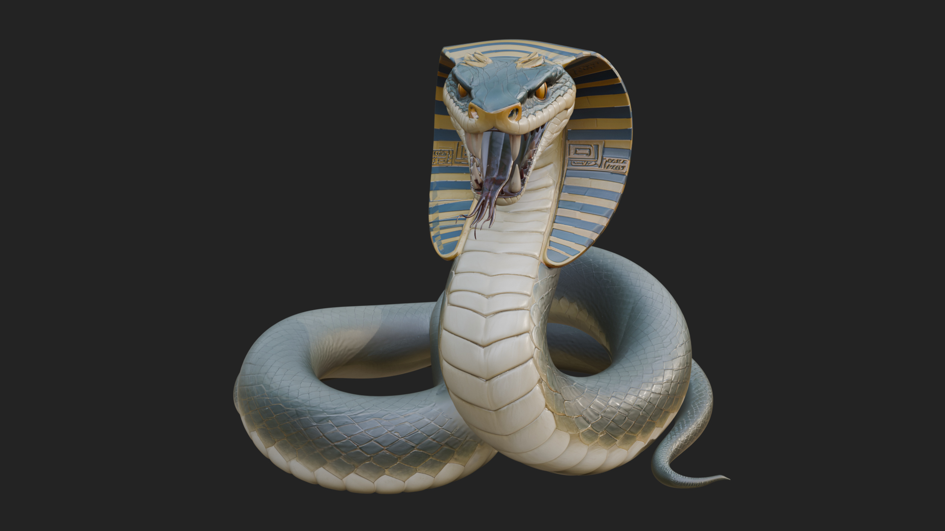 Crowned Cobra Serpent Statue Design 3 3D Print Model 3D Model