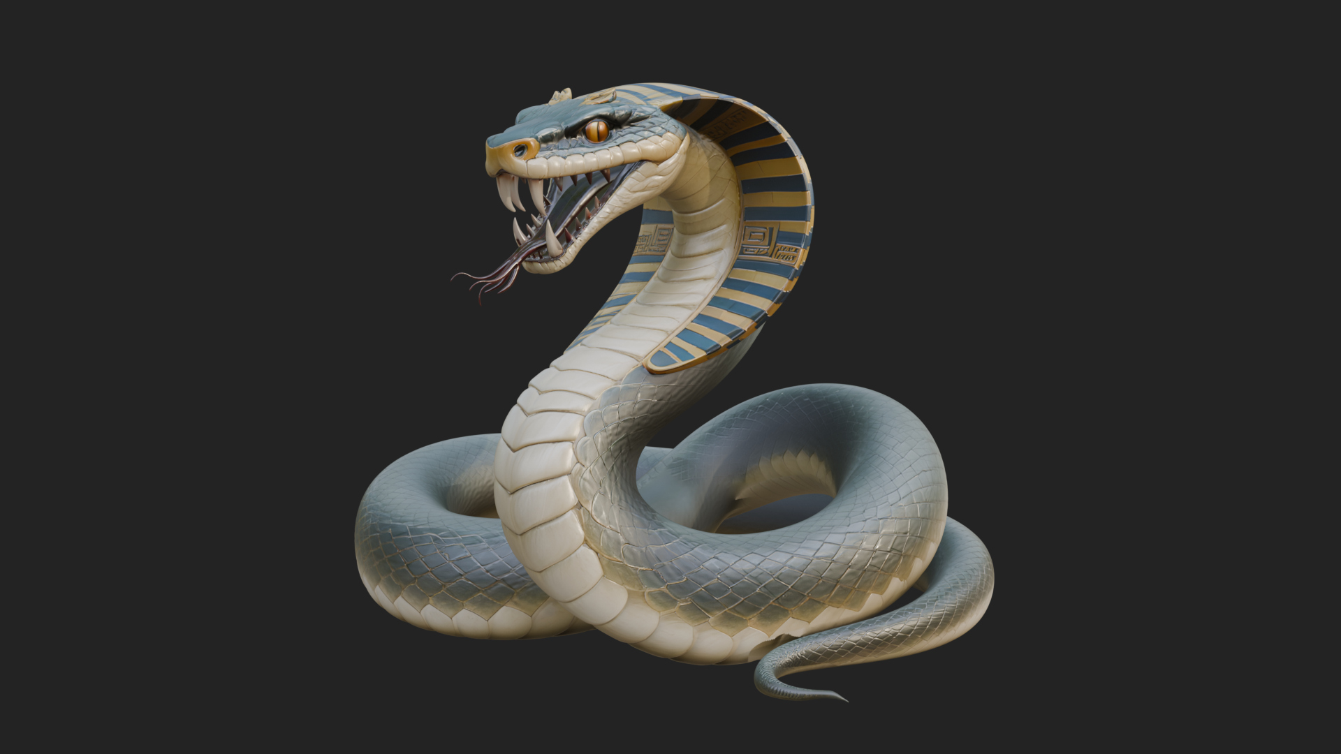 Crowned Cobra Serpent Statue Design 3 3D Print Model 3D Model