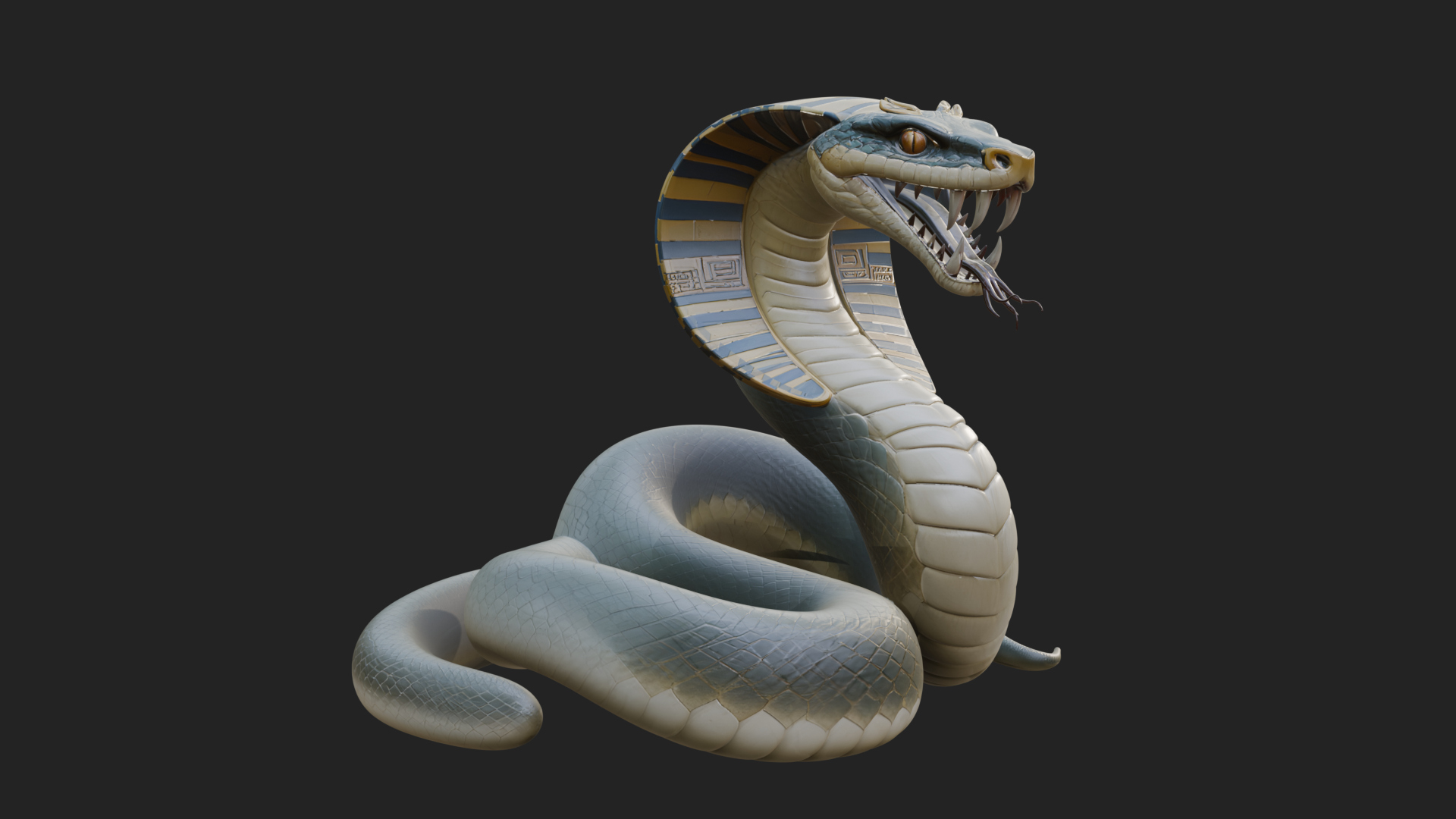 Crowned Cobra Serpent Statue Design 3 3D Print Model 3D Model