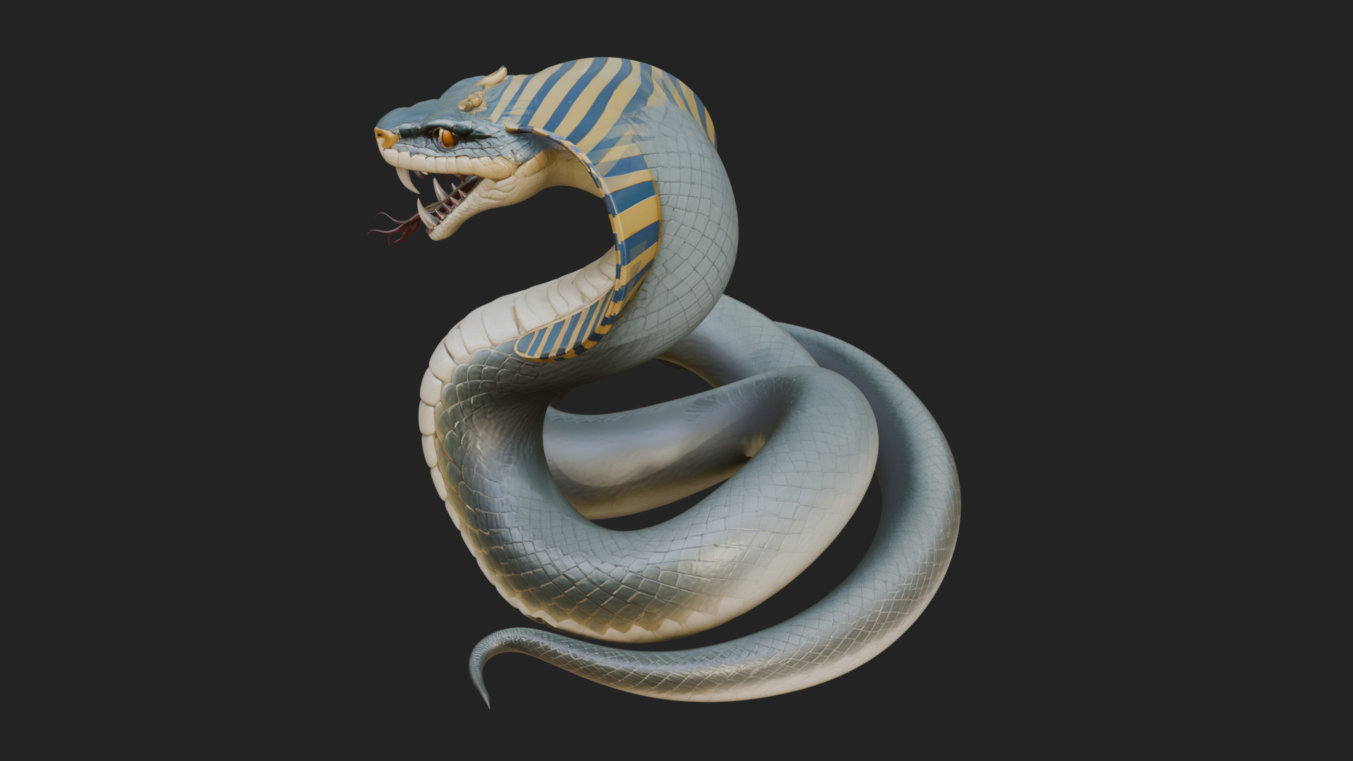 Crowned Cobra Serpent Statue Design 3 3D Print Model 3D Model