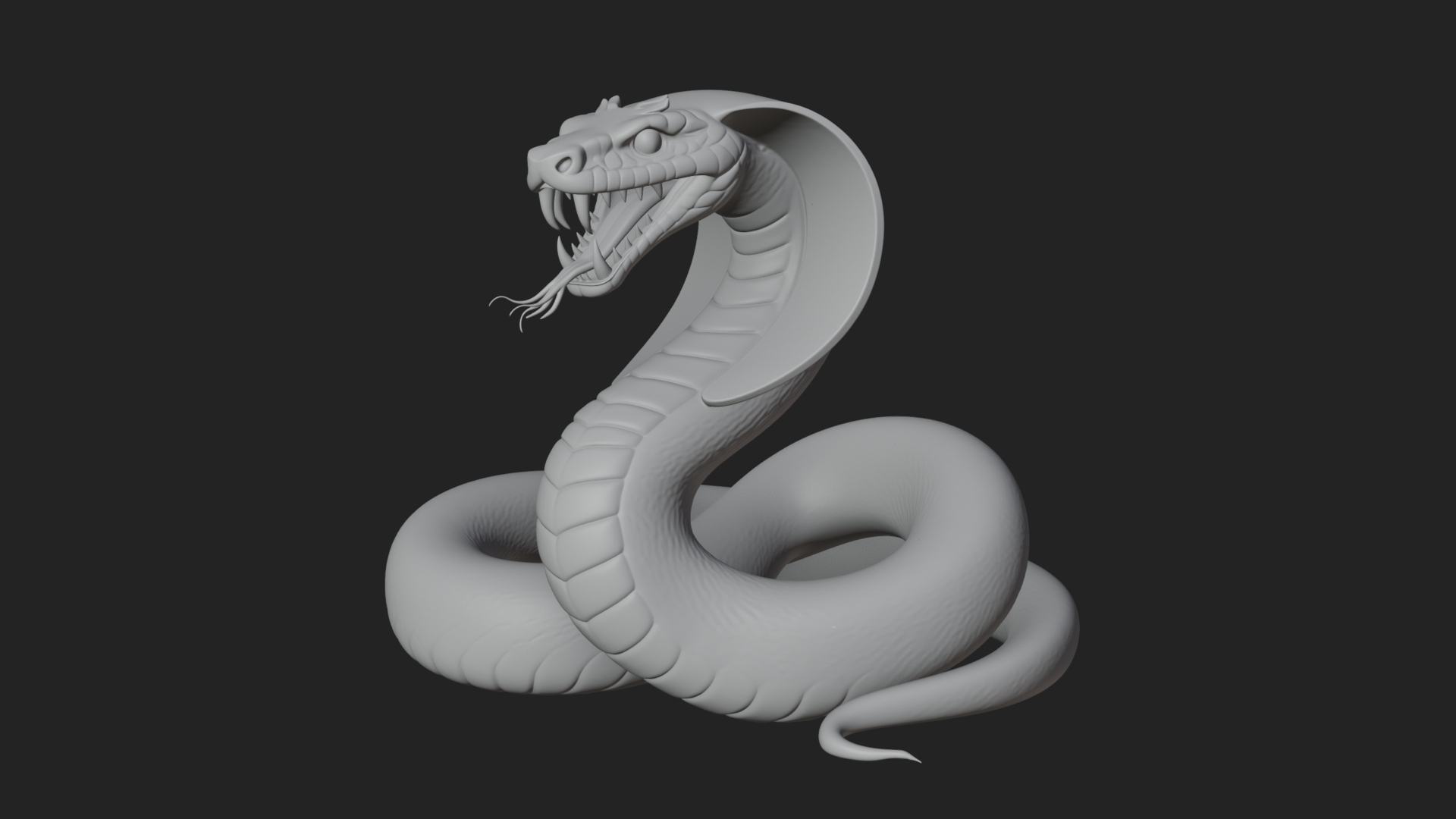 Crowned Cobra Serpent Statue Design 3 3D Print Model 3D Model
