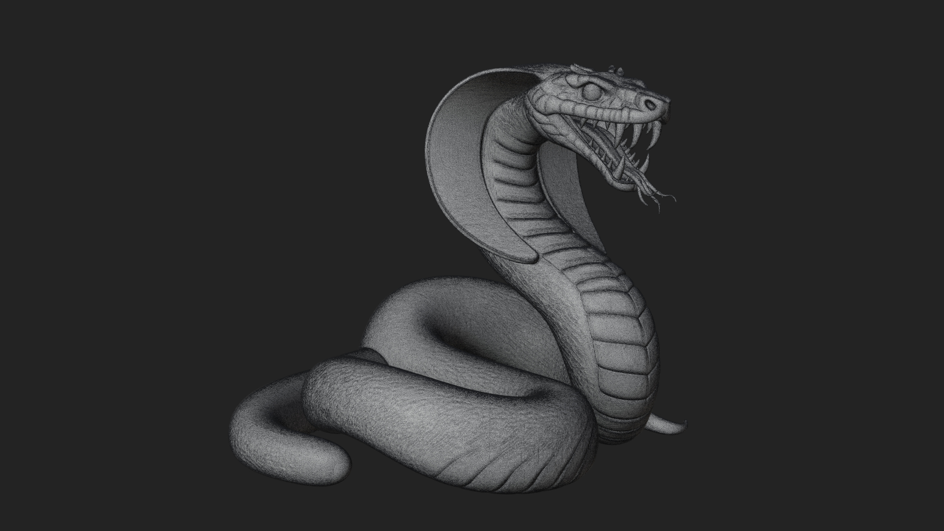 Crowned Cobra Serpent Statue Design 3 3D Print Model 3D Model