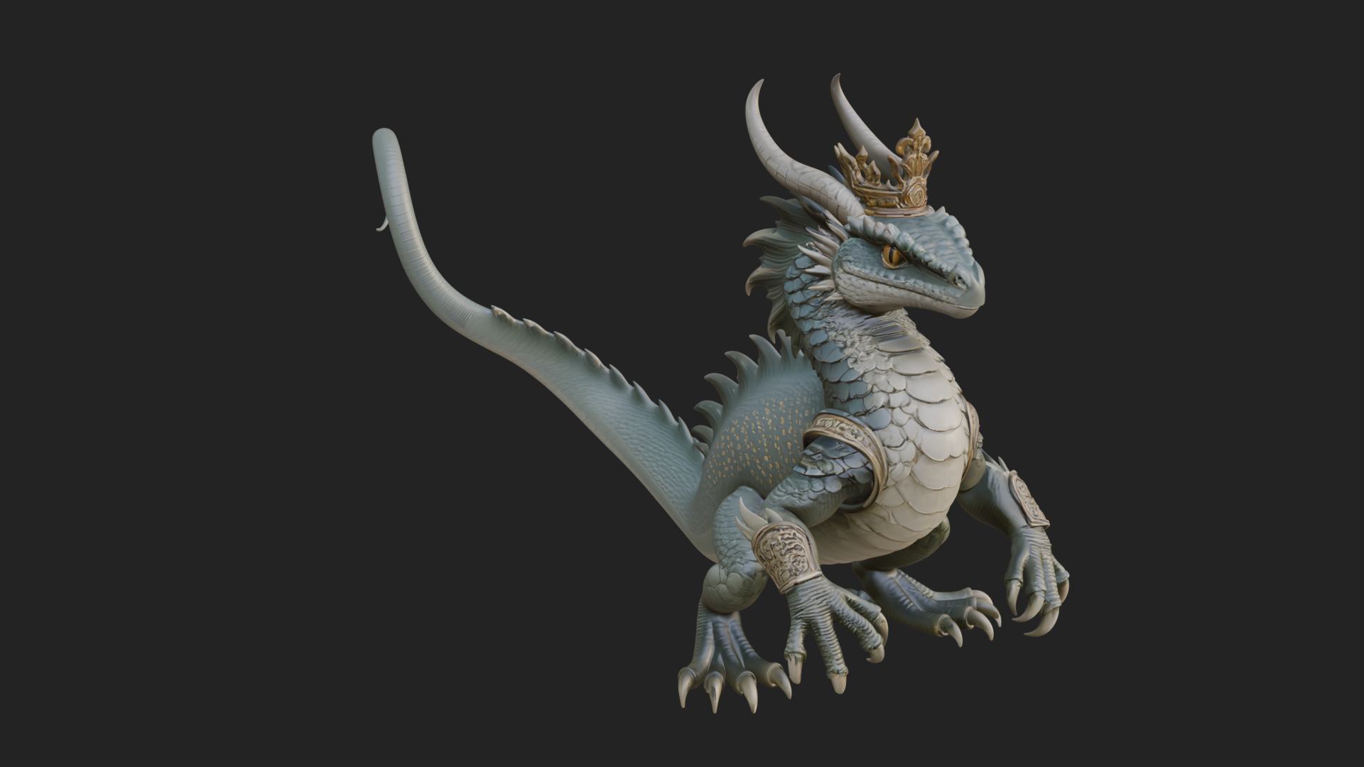 Crowned Dragon Statue Design 1 3D Print Model 3D Model