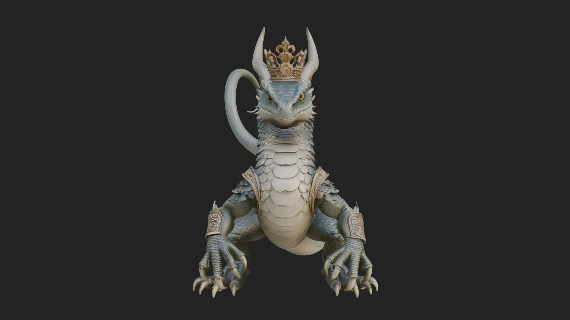 Crowned Dragon Statue Design 1 3D Print Model 3D Model