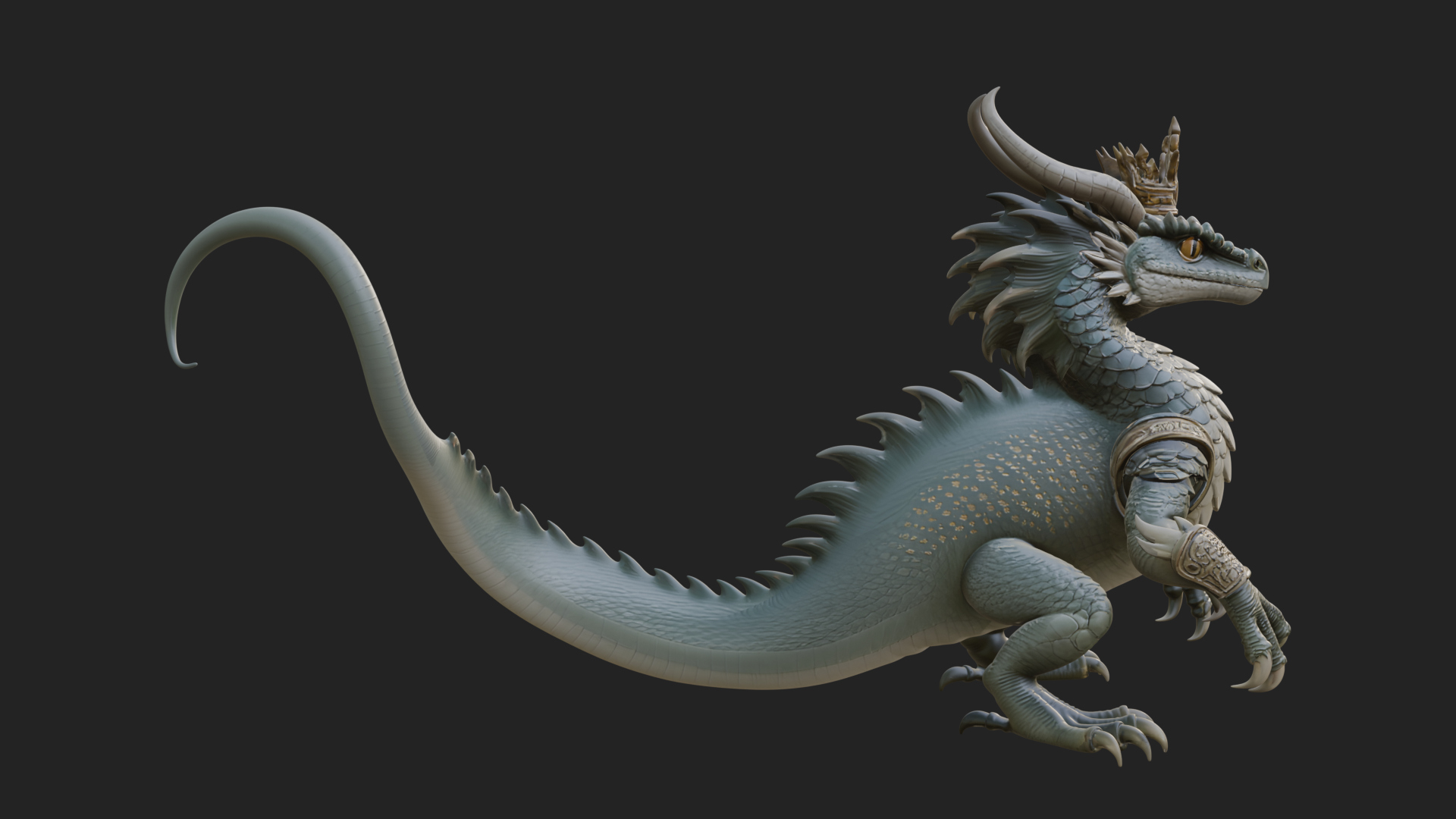 Crowned Dragon Statue Design 1 3D Print Model 3D Model