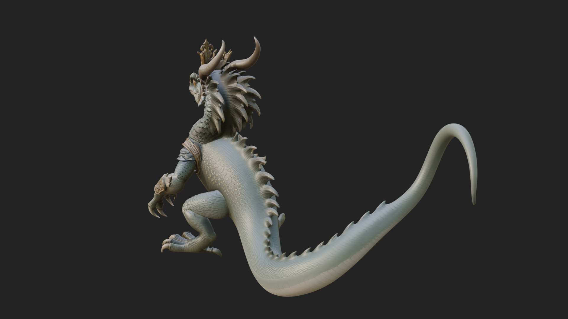 Crowned Dragon Statue Design 1 3D Print Model 3D Model