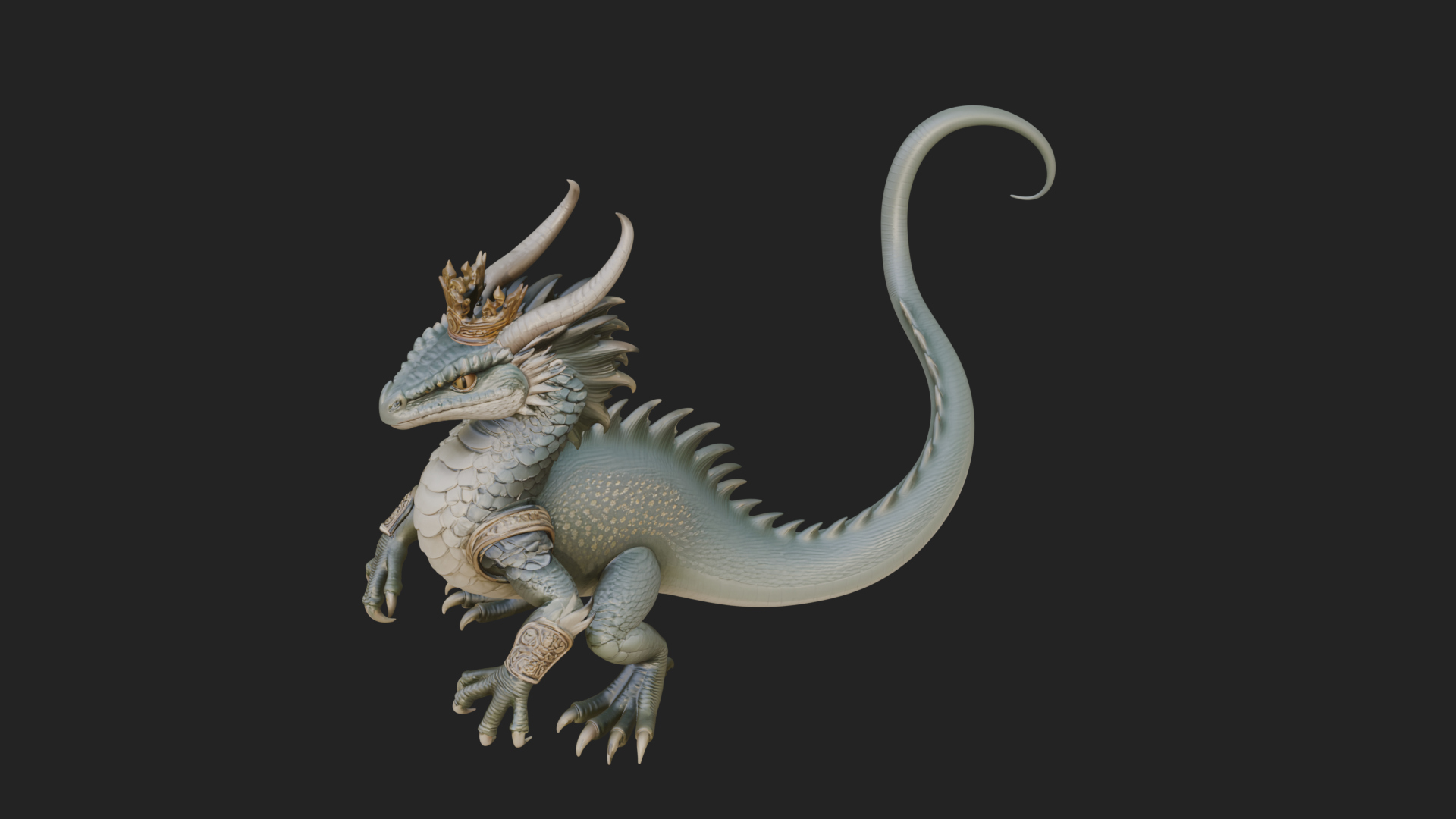 Crowned Dragon Statue Design 1 3D Print Model 3D Model