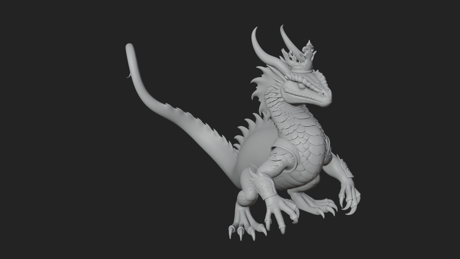 Crowned Dragon Statue Design 1 3D Print Model 3D Model