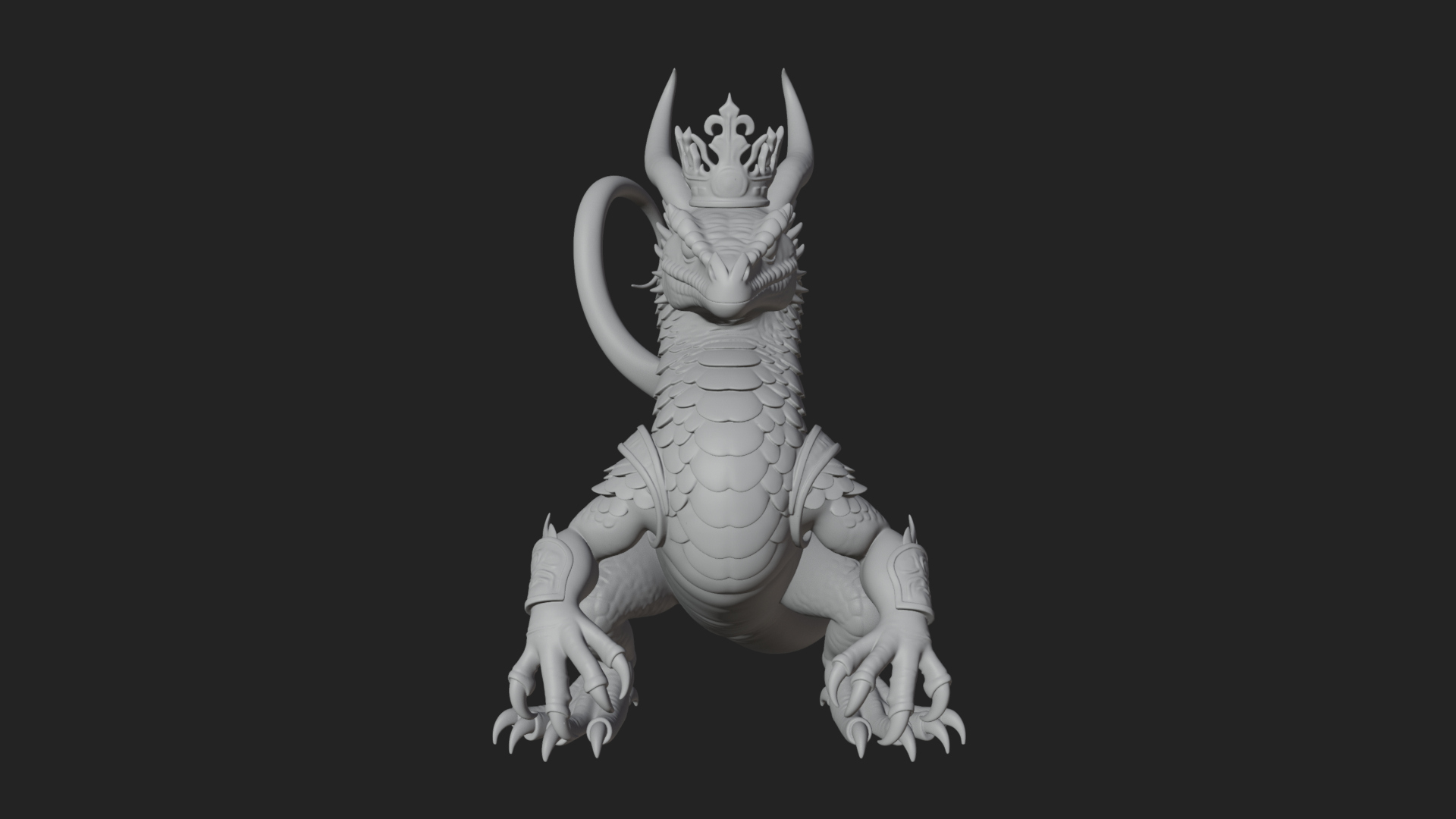 Crowned Dragon Statue Design 1 3D Print Model 3D Model