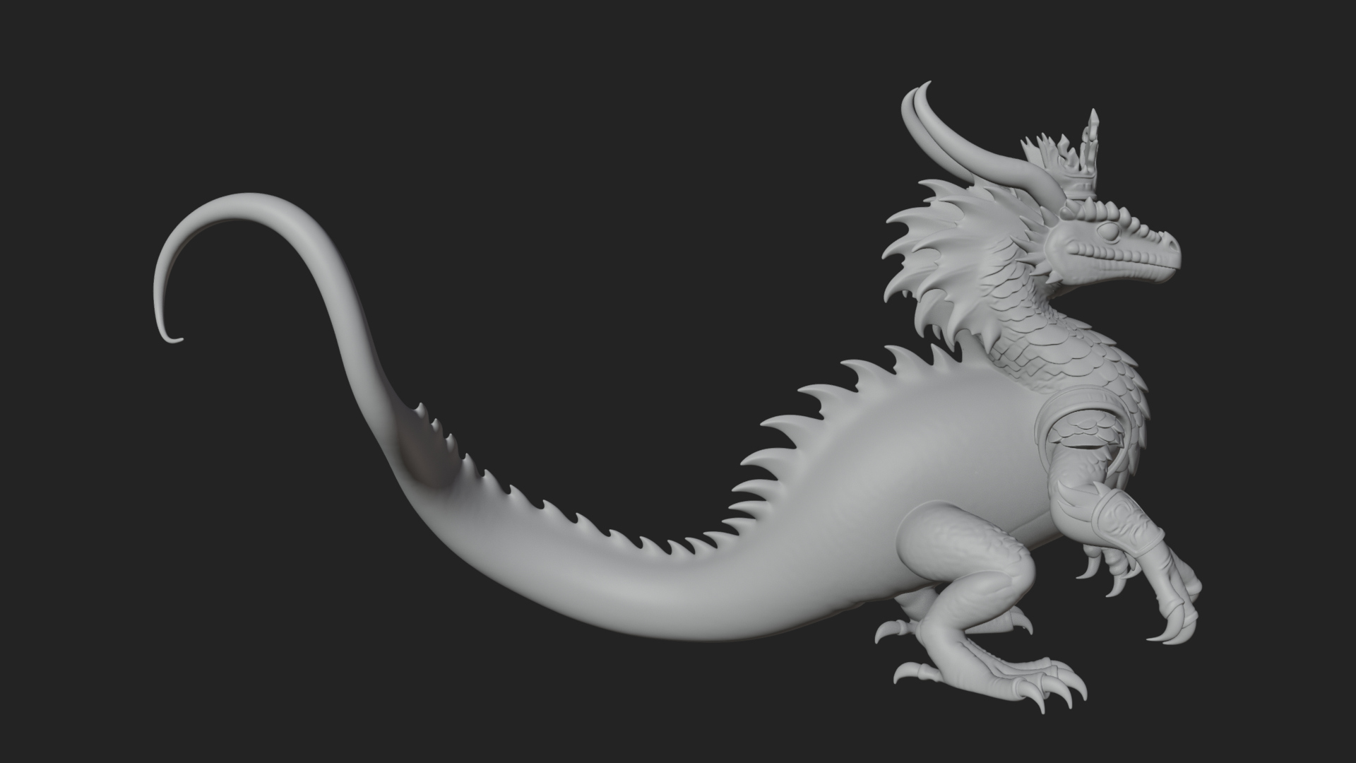 Crowned Dragon Statue Design 1 3D Print Model 3D Model