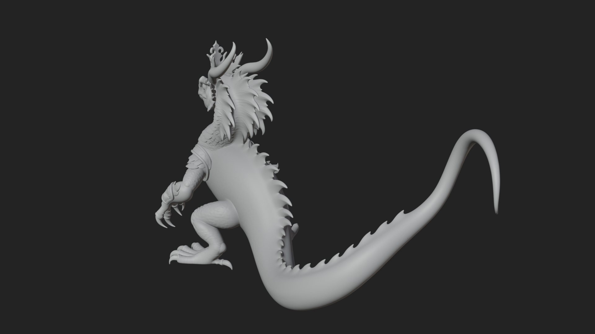 Crowned Dragon Statue Design 1 3D Print Model 3D Model