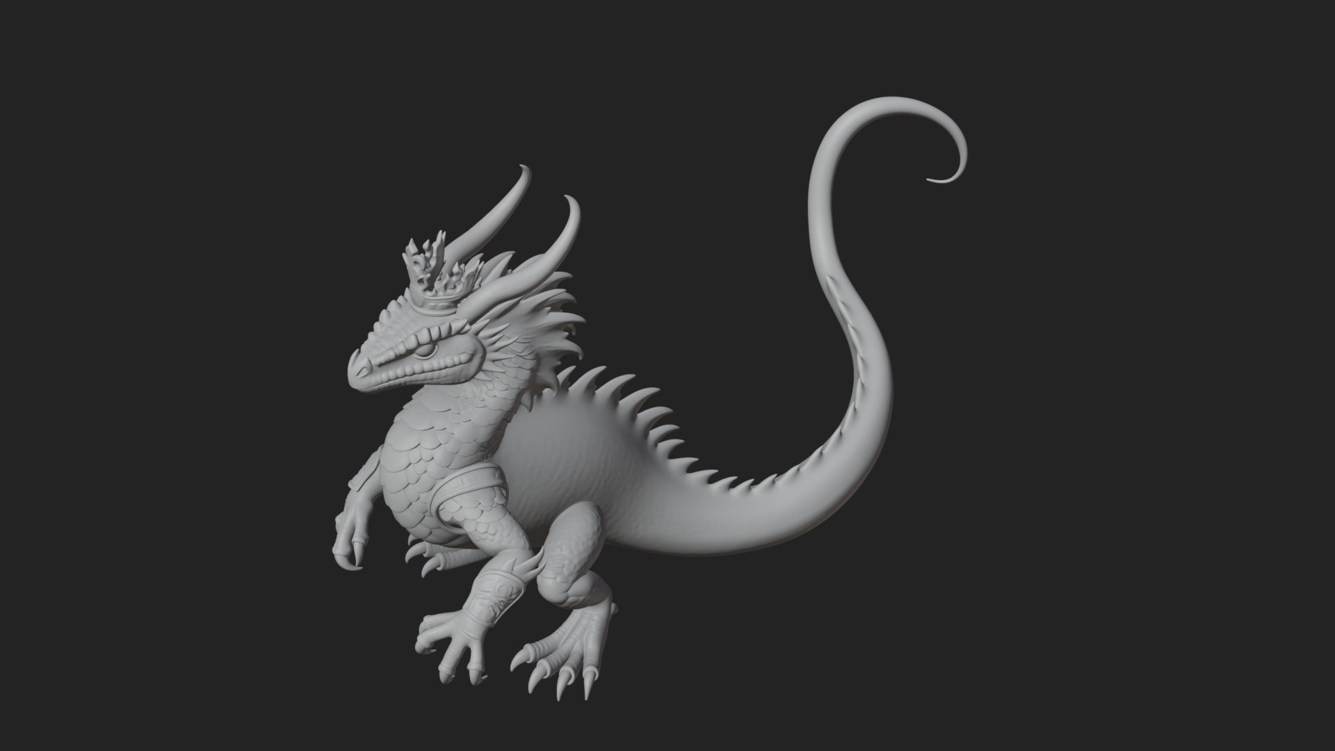 Crowned Dragon Statue Design 1 3D Print Model 3D Model