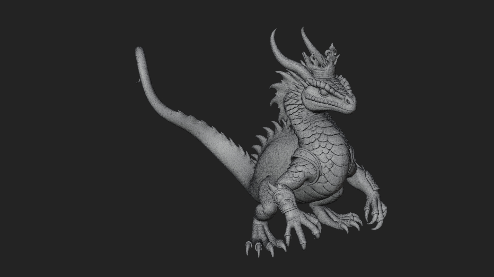 Crowned Dragon Statue Design 1 3D Print Model 3D Model