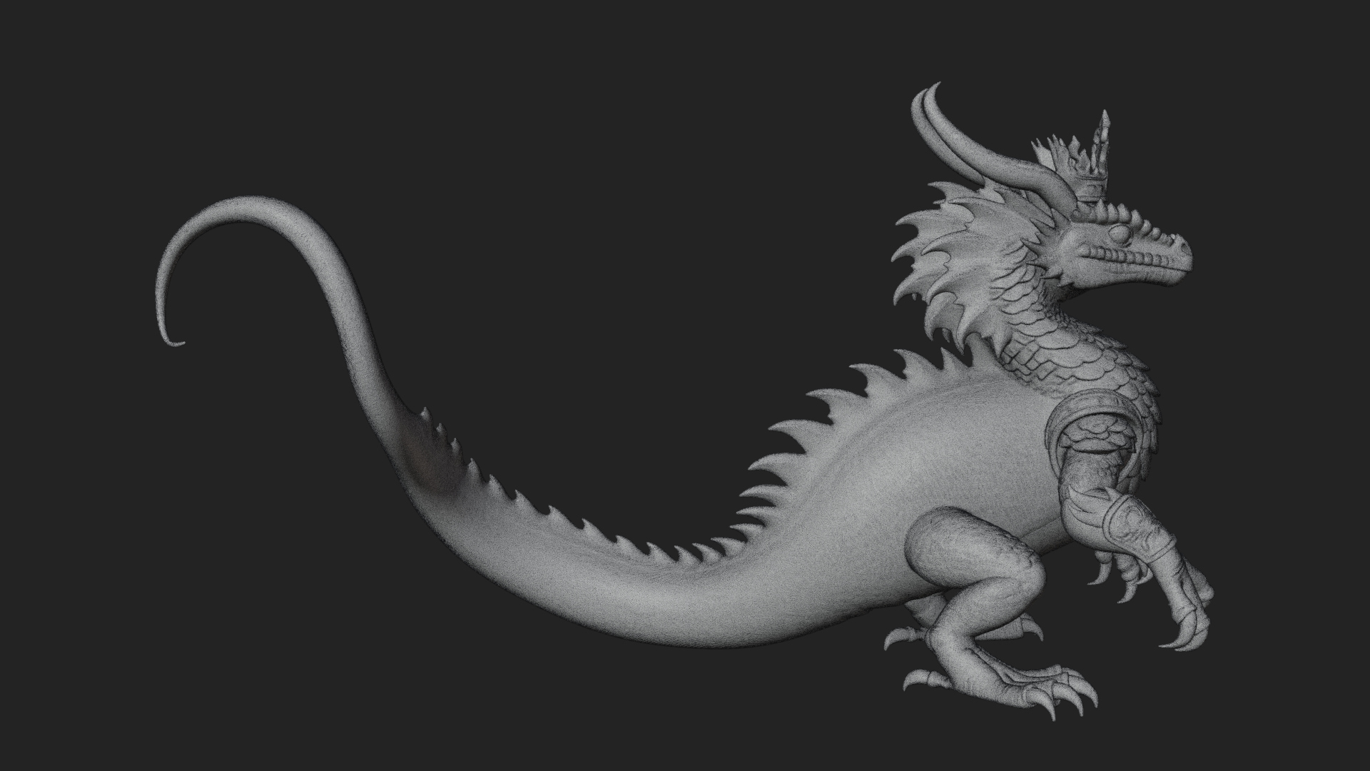 Crowned Dragon Statue Design 1 3D Print Model 3D Model