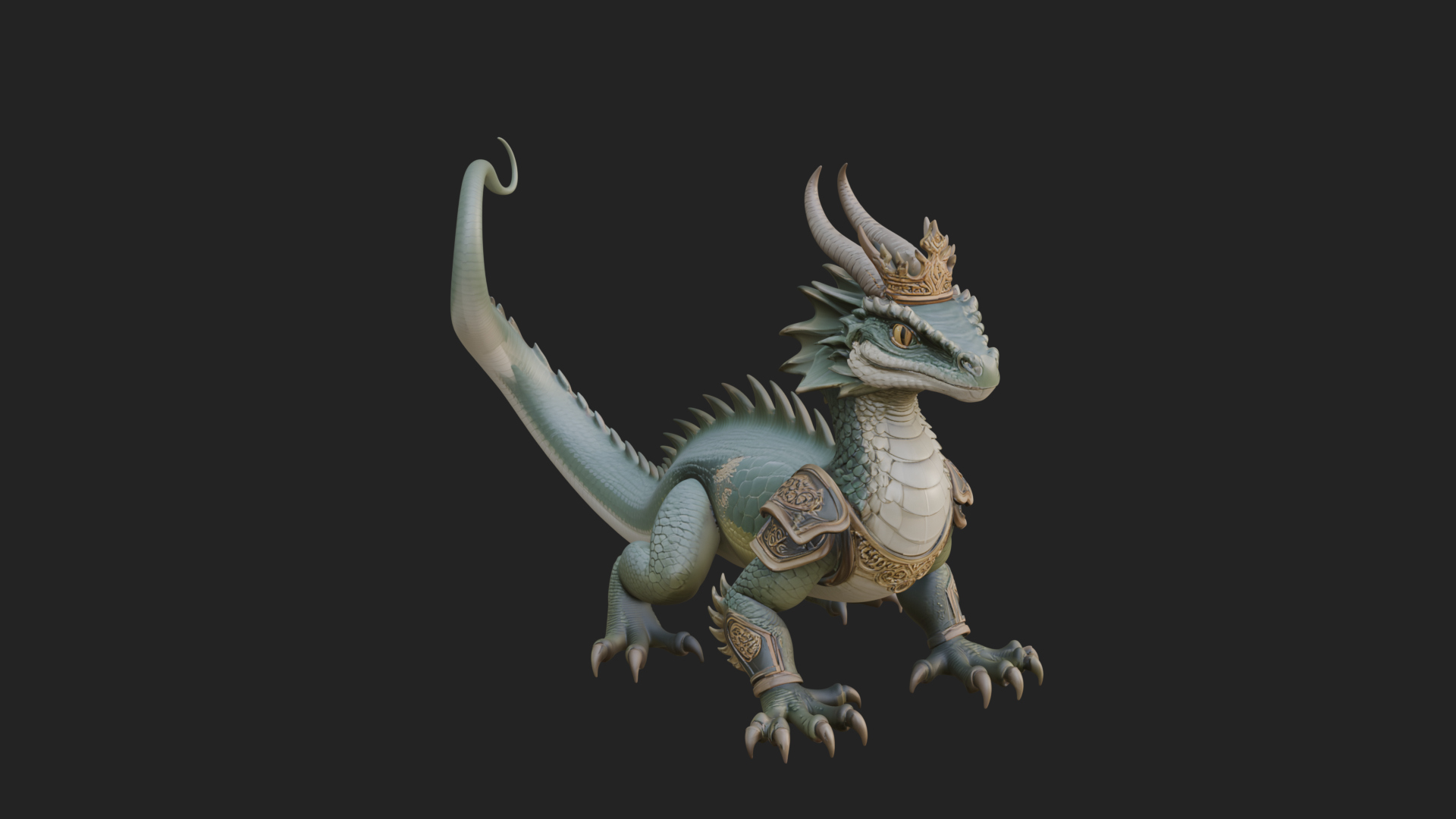 Crowned Dragon Statue Design 2 3D Print Model 3D Model