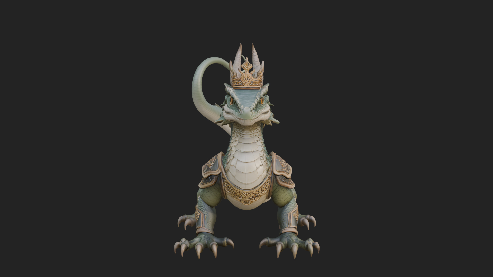 Crowned Dragon Statue Design 2 3D Print Model 3D Model