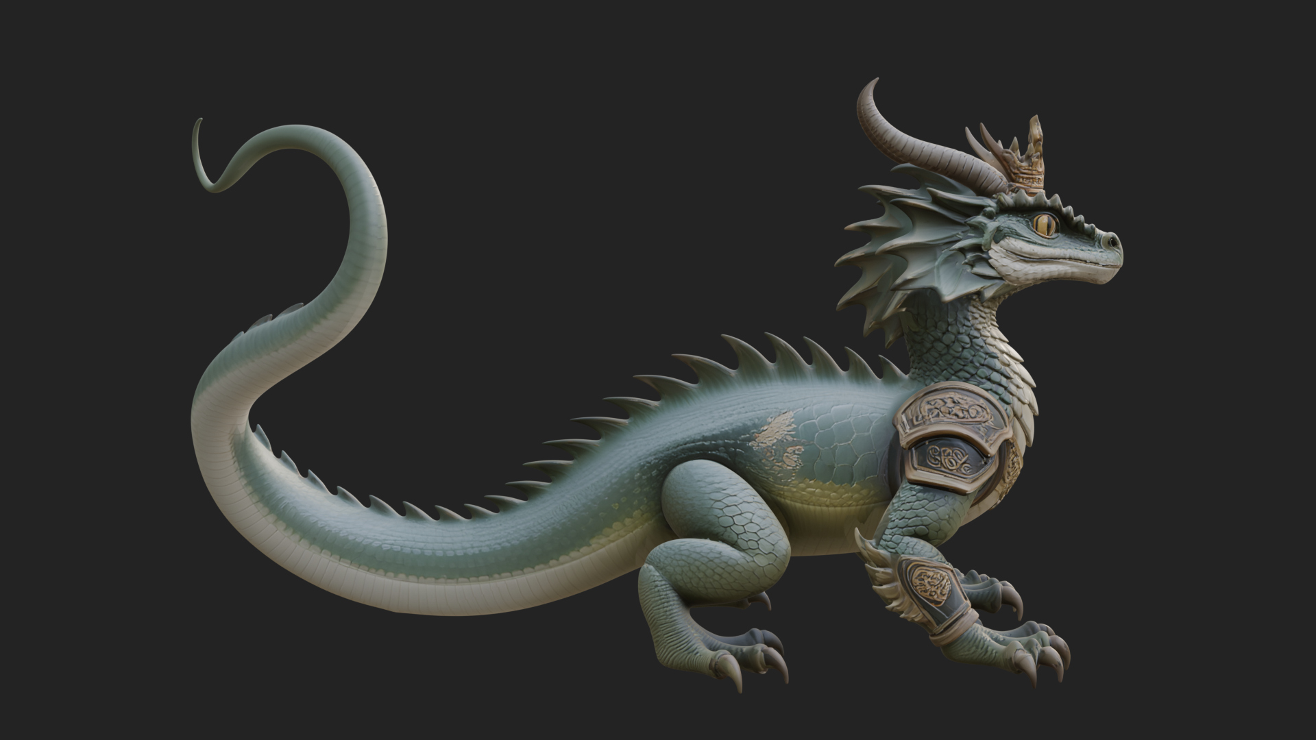 Crowned Dragon Statue Design 2 3D Print Model 3D Model
