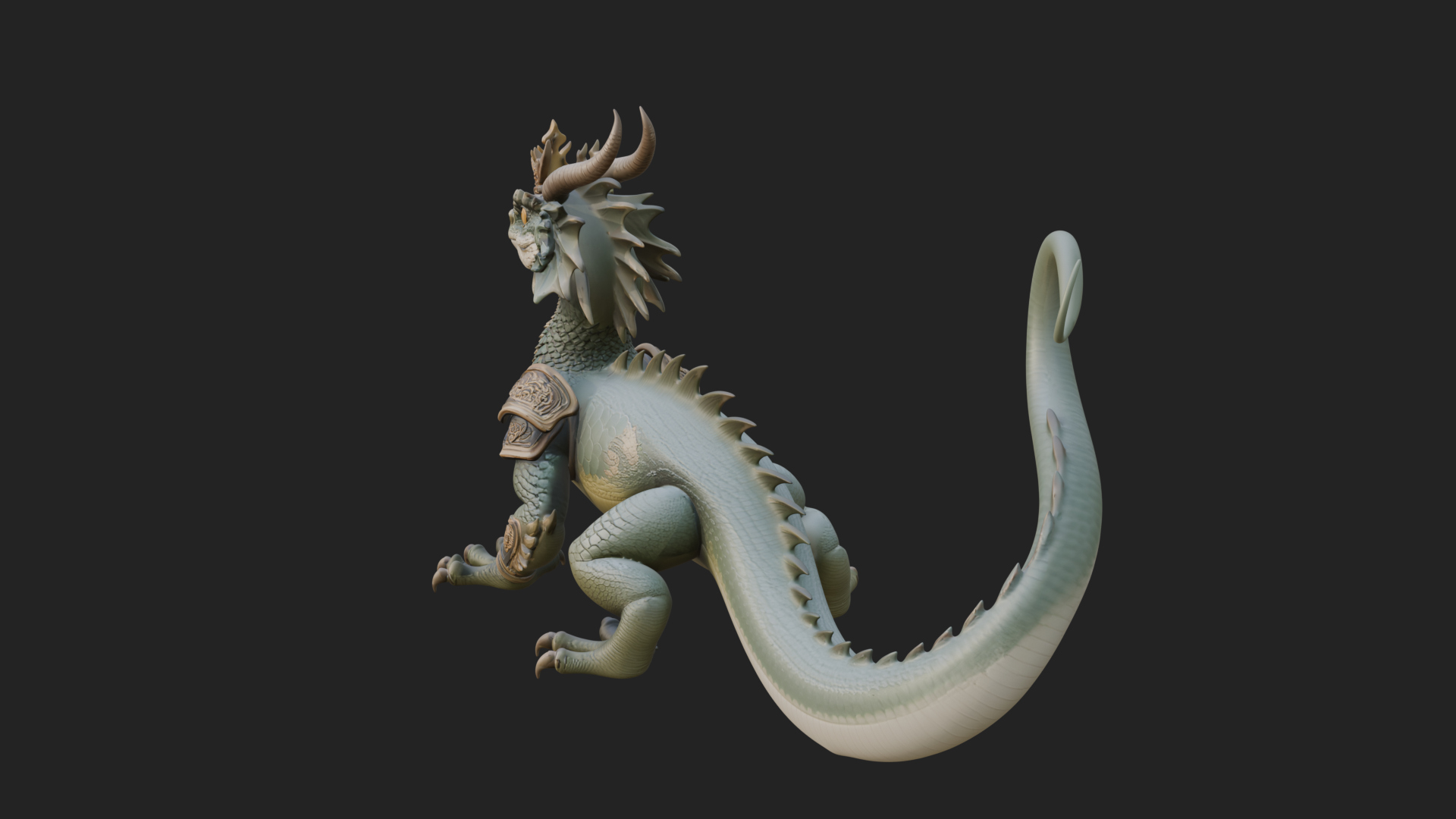 Crowned Dragon Statue Design 2 3D Print Model 3D Model
