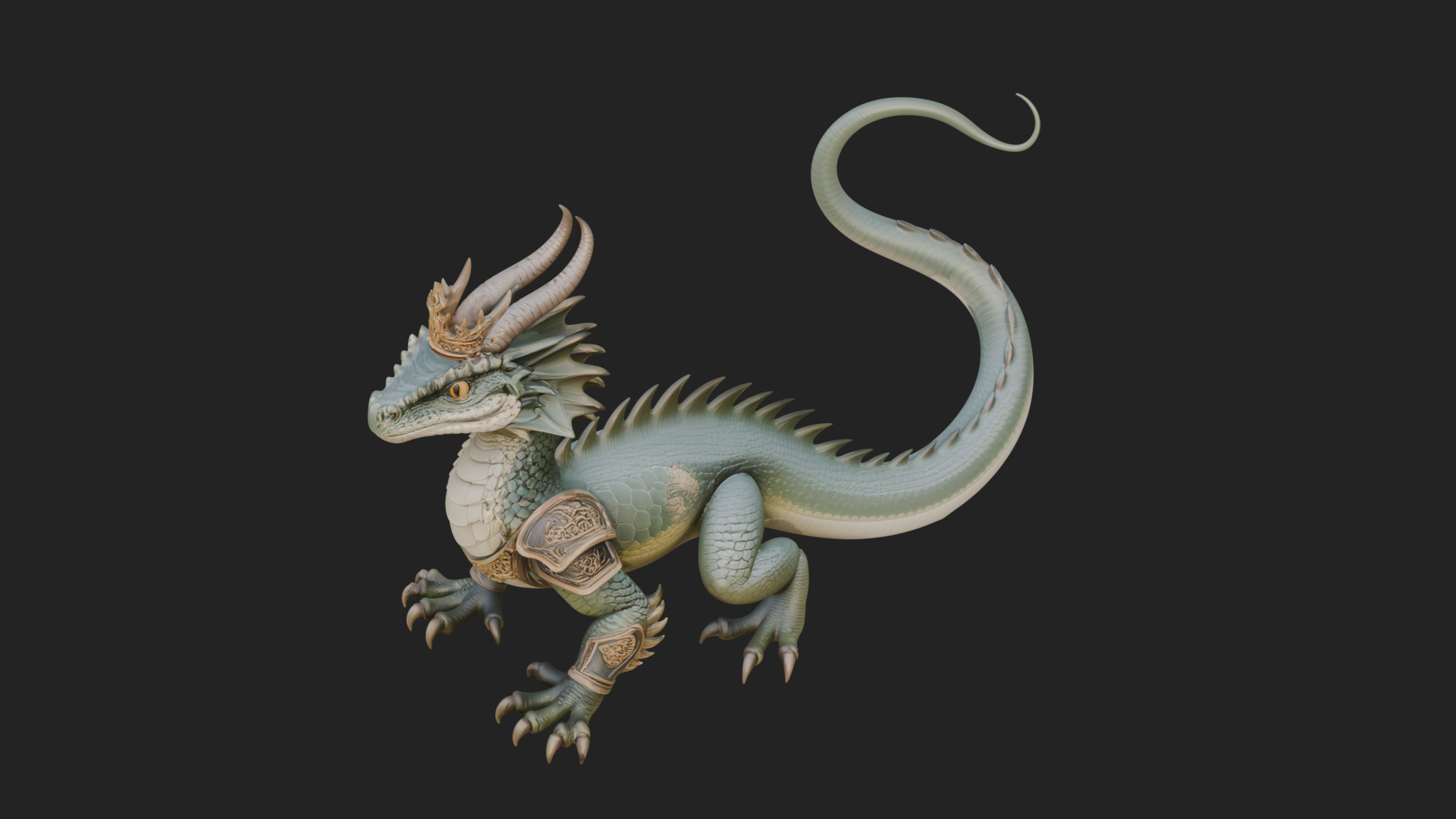 Crowned Dragon Statue Design 2 3D Print Model 3D Model